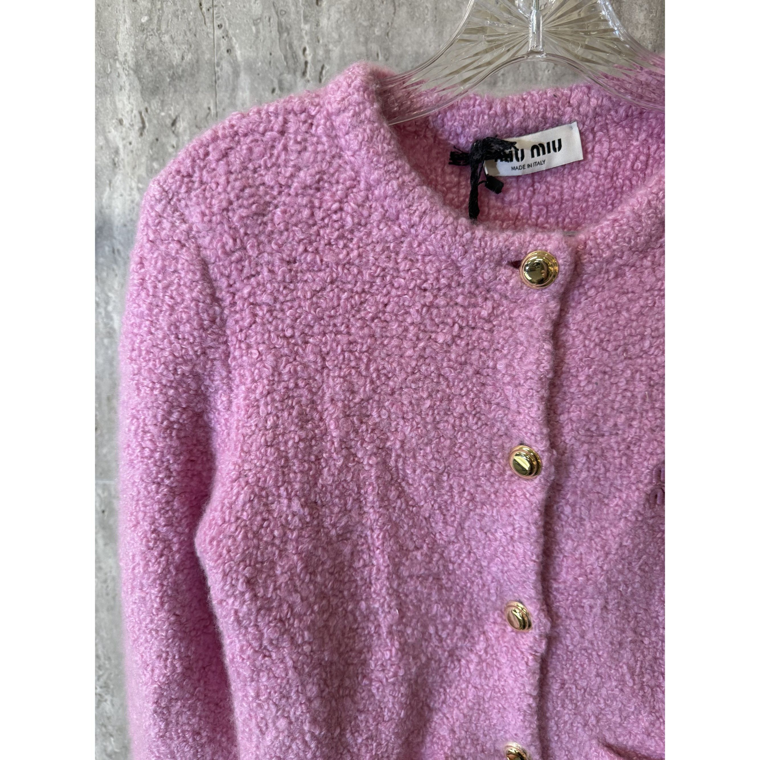 Miu Miu Miu Miu Pink Bouclé Wool-Blend Button-Up Cardigan With Pocke Size XS / US 0-2 / IT 36-38 - 6 Thumbnail