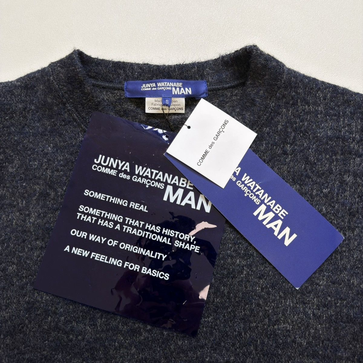 Comme des Garcons A/W 19 Hybrid Wool/Flannel Hem Sweater Size US M / EU 48-50 / 2 - 4 Thumbnail