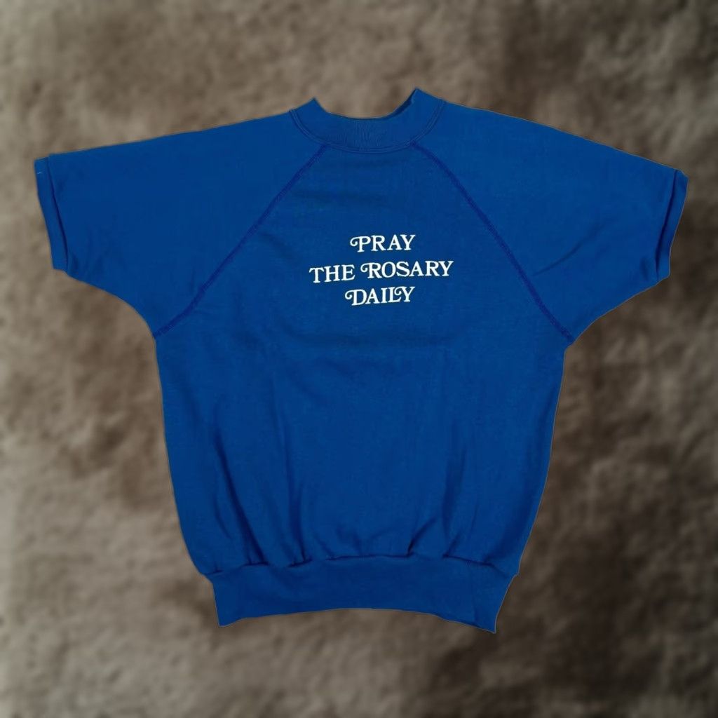 Vintage VINTAGE Blue Army Fatima Sweatshirt Mens M Blue Pray The Rosary Graphic Sweatshirt Size US M / EU 48-50 / 2 - 1 Thumbnail