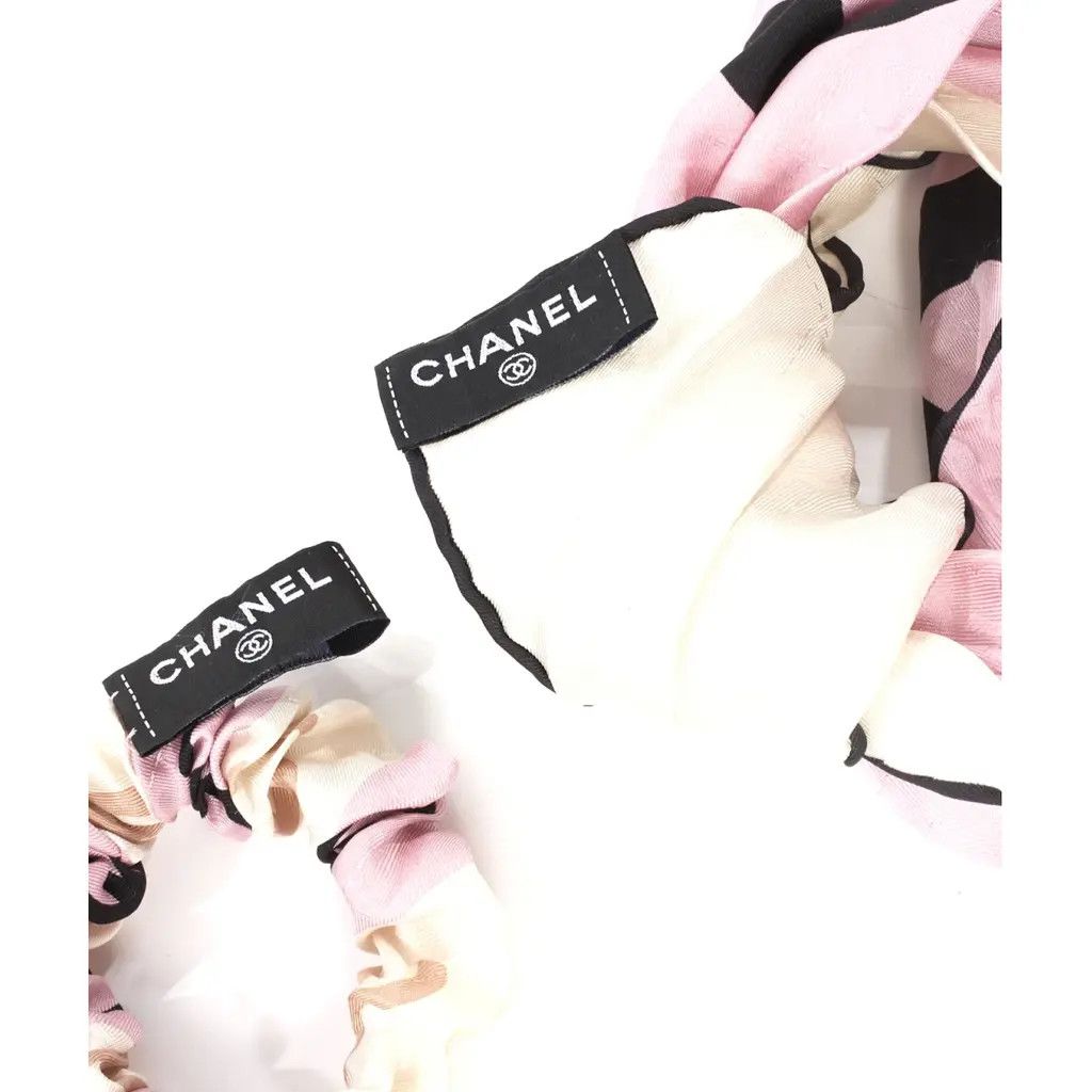 Chanel Chanel Silk Scarf and Hair Scrunchie Pink Black Size ONE SIZE - 9 Thumbnail