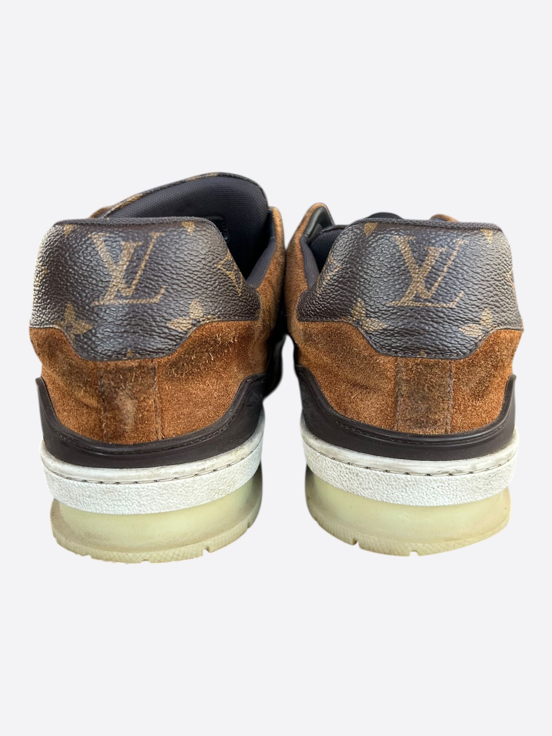 Louis Vuitton Louis Vuitton Brown Suede Monogram Trainers Size US 11 / EU 44 - 4 Thumbnail