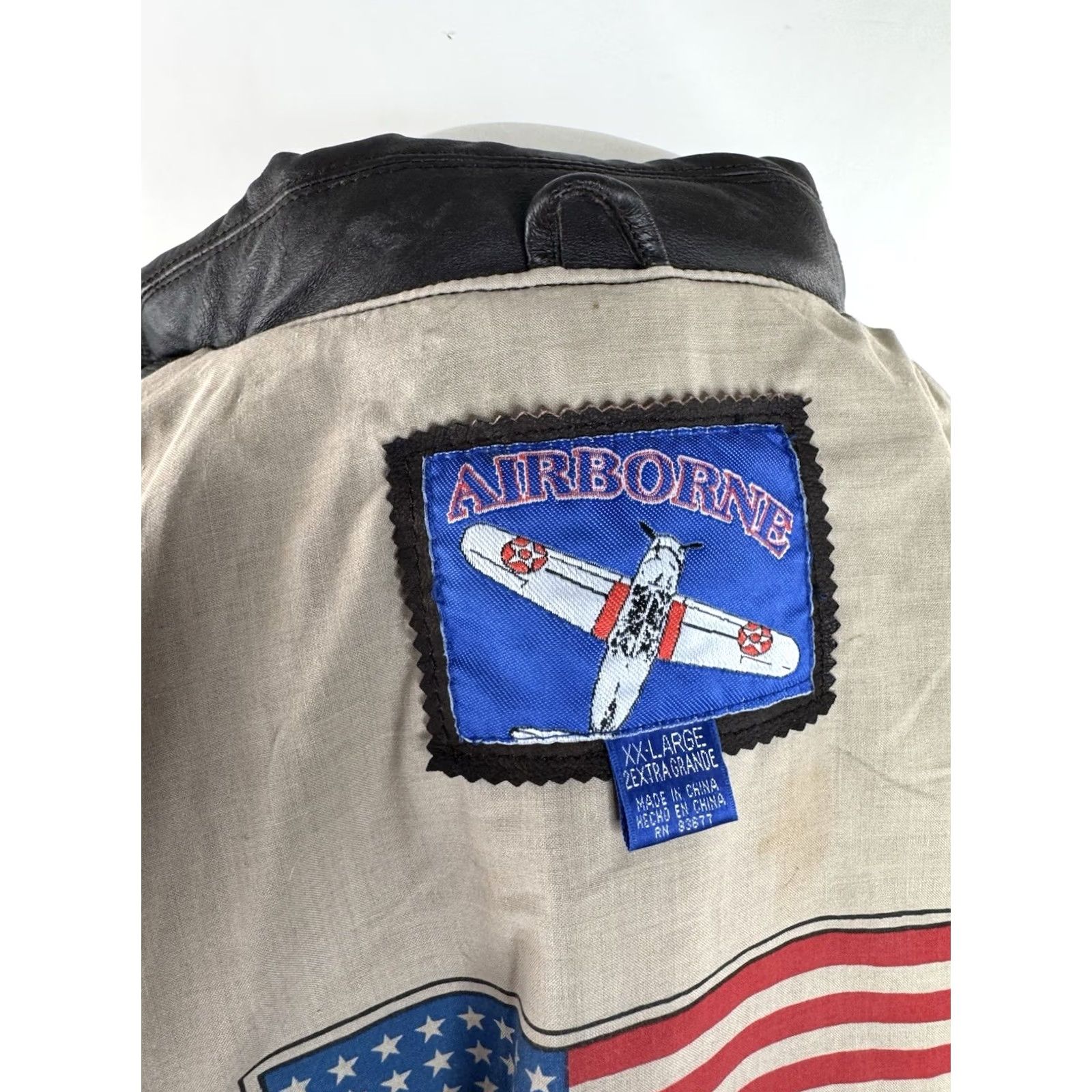 Vintage AIRBORNE - Leather Bomber XXL Jacket - Brown - Mens Size US XXL / EU 58 / 5 - 5 Thumbnail