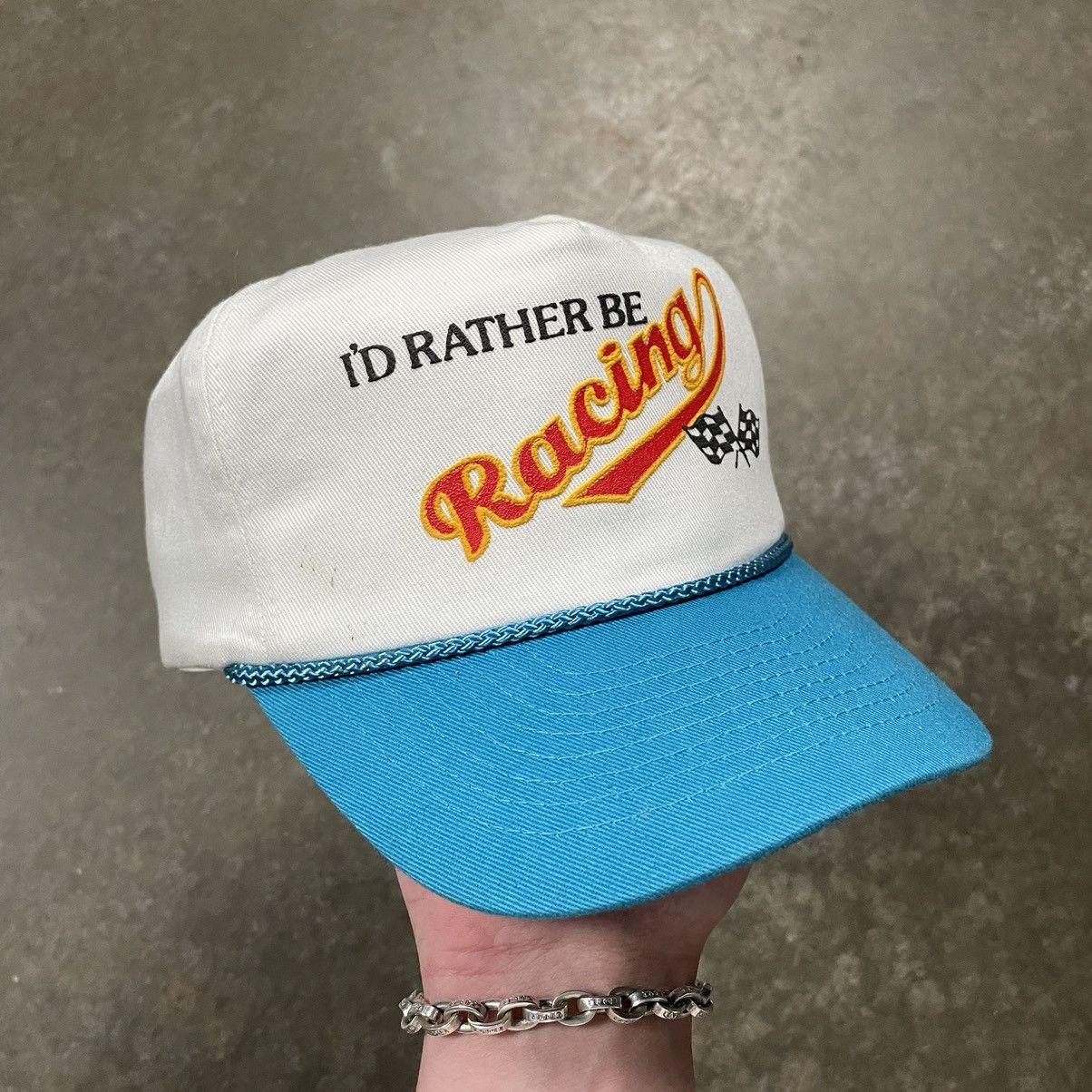 NASCAR × Vintage Vintage 90s “I’d Rather be Racing” Nascar Trucker Hat Funny Size ONE SIZE - 2 Thumbnail