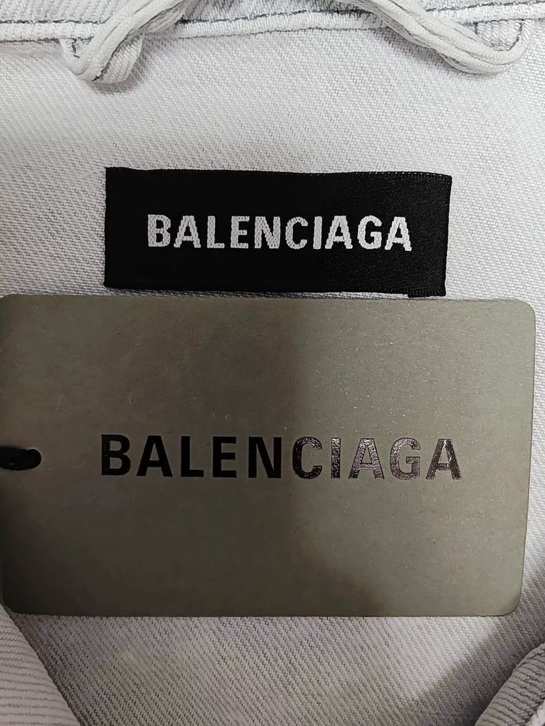 Balenciaga Balenciaga vintage embroidered logo lime white denim jacket Size US L / EU 52-54 / 3 - 4 Thumbnail