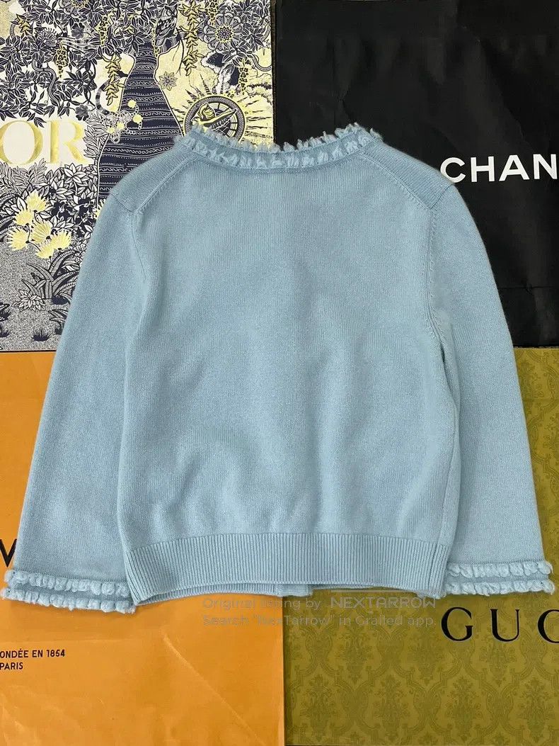 Chanel Chanel 25S blue sheep diamond buttoned knitted cardigan co Size XS / US 0-2 / IT 36-38 - 3 Thumbnail