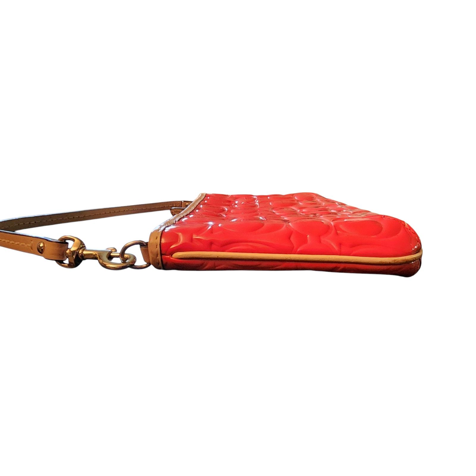 Coach Coach Patent Leather Embossed Clutch Pouchette Wristlet Pink Size ONE SIZE - 6 Thumbnail