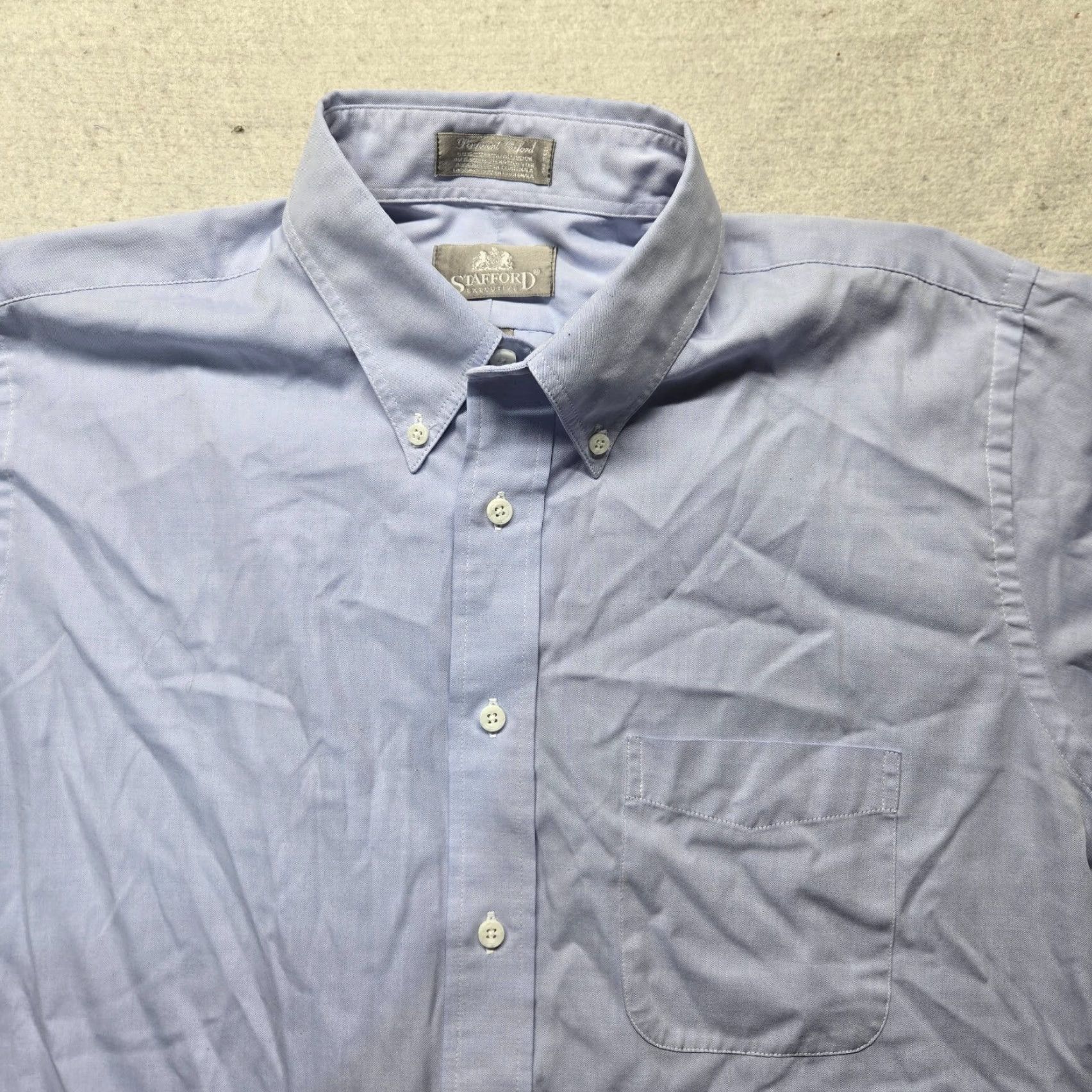 Stafford Stafford Shirt Adult Men 16 34 Blue Long Sleeve Button-Up Casual Cotton Blend Size US L / EU 52-54 / 3 - 2 Thumbnail