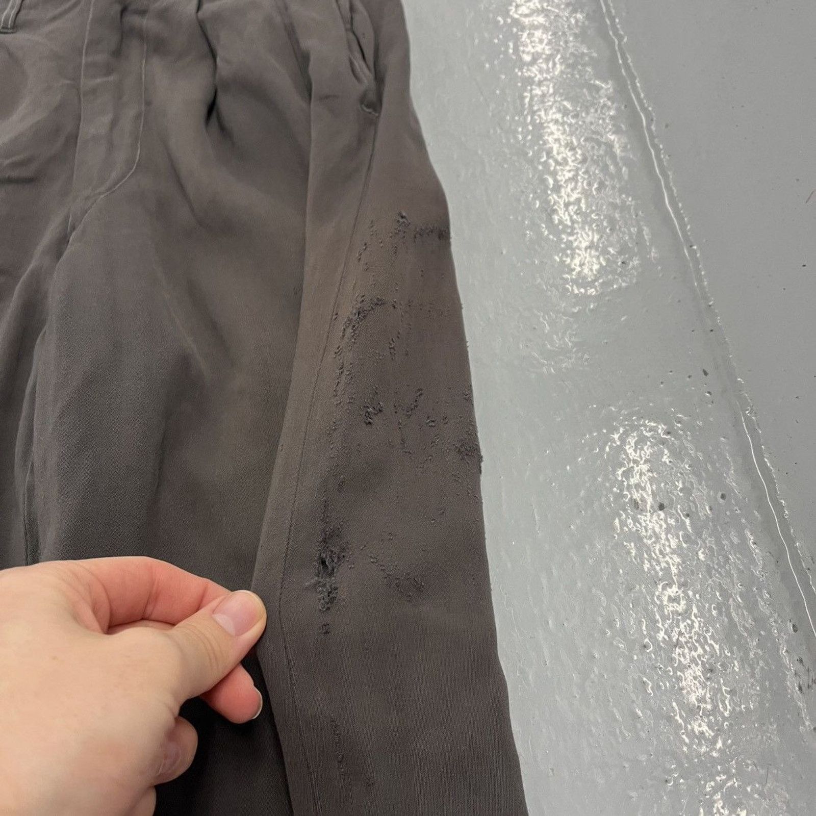 Other Vintage 50s Grey Rayon Pleated Cotton Trousers 24x26 Size 24" / US 00 / IT 34 - 2 Thumbnail