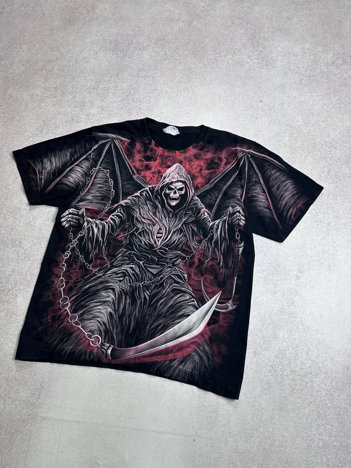 Affliction Vintage 90s Skeleton Y2K Grunge Boxy T-shirt L Size US L / EU 52-54 / 3 - 2 Thumbnail