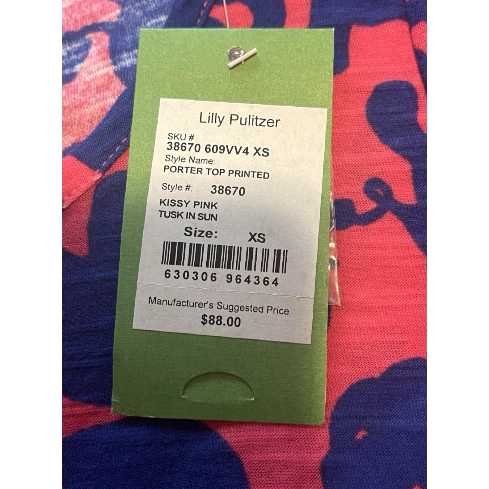 Lilly Pulitzer Lilly Pulitzer Porter Top Shirt Women XS Pink Geometric Print 100% Cotton Regular Knit Buttons Short Sleeve Beach Boho Summer 90s-esque? Size XS / US 0-2 / IT 36-38 - 3 Thumbnail