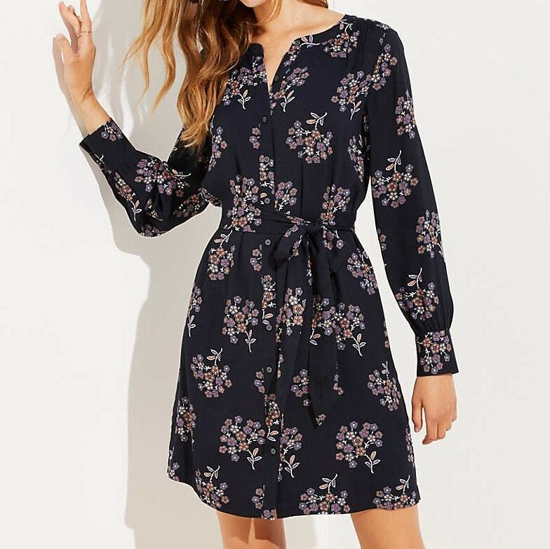 Loft Anemone Floral Shirtdress In Fresh Navy Color and size M NWT Size M / US 6-8 / IT 42-44 - 1 Thumbnail