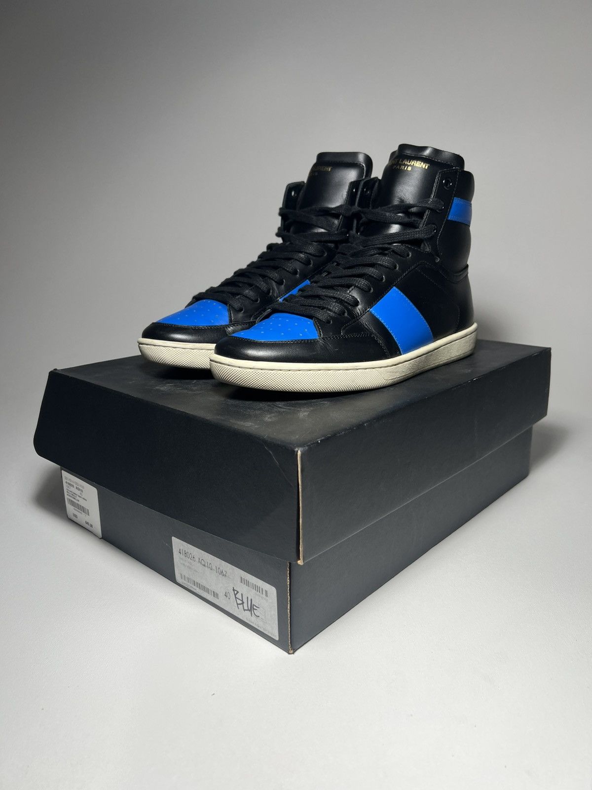 Saint Laurent Paris Signature Court Classic SL/10H Royal Leather High Top Size US 7 / EU 40 - 5 Thumbnail