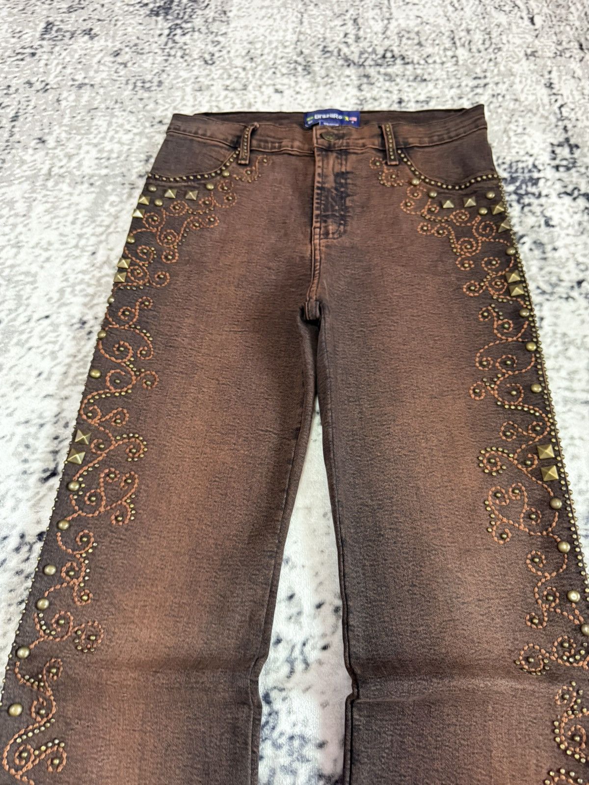 Tornado Mart Tornado Mart Style Embroidery Studded Tribal Flare Jeans Size US 28 / EU 44 - 3 Thumbnail