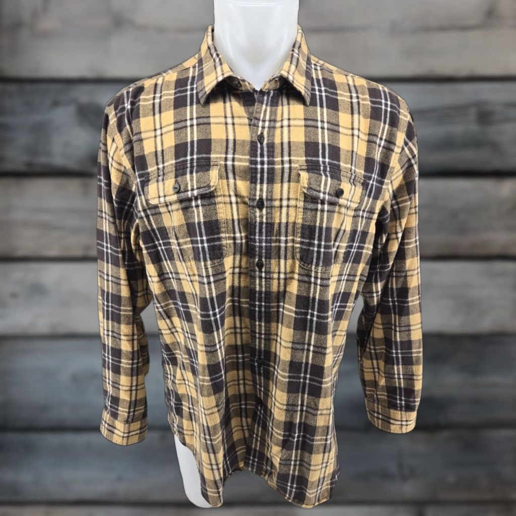 Vintage VINTAGE LL Bean Shirt Mens XL-Reg Flannel Slightly Fitted Yellow Cotton Plaid Size US XL / EU 56 / 4 - 1 Thumbnail