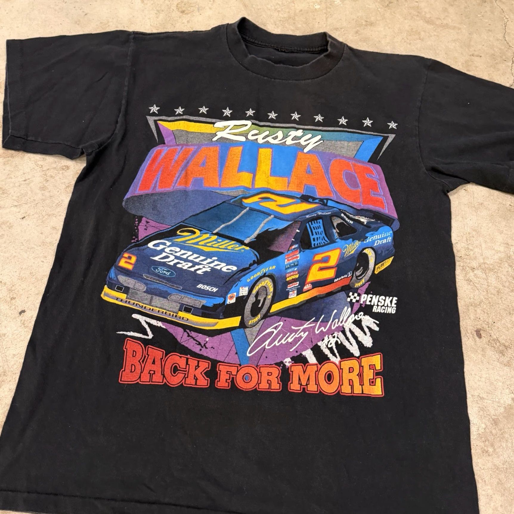 Rusty VINTAGE 90s Rusty Wallace Single Stitch Tshirt Mens L Black Logo Big Logo Mens L Size US L / EU 52-54 / 3 - 6 Thumbnail