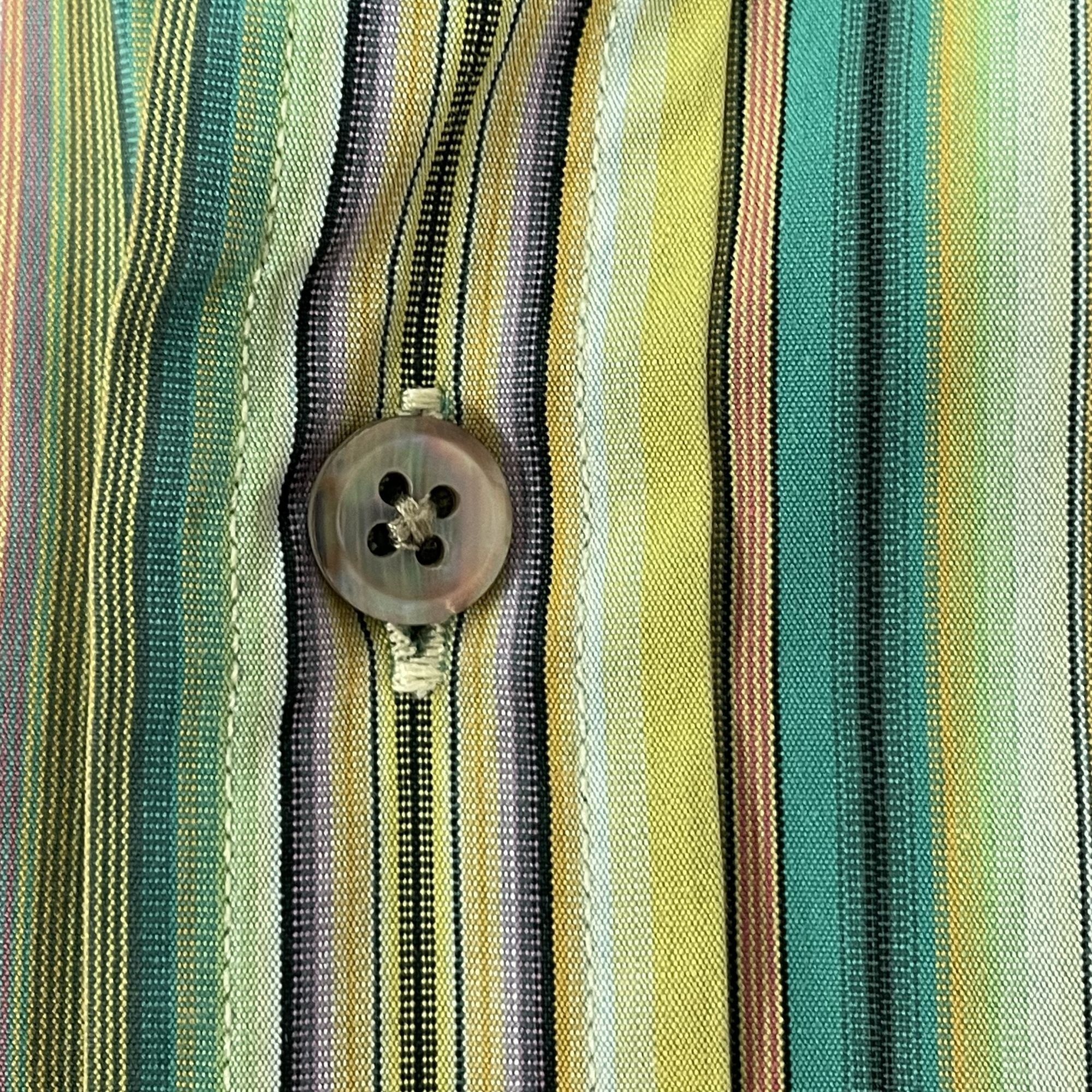Ike Behar Ike Behar Trim Fit Green RAINBOW CANDY Stripe Dress Shirt Size US XL / EU 56 / 4 - 7 Thumbnail
