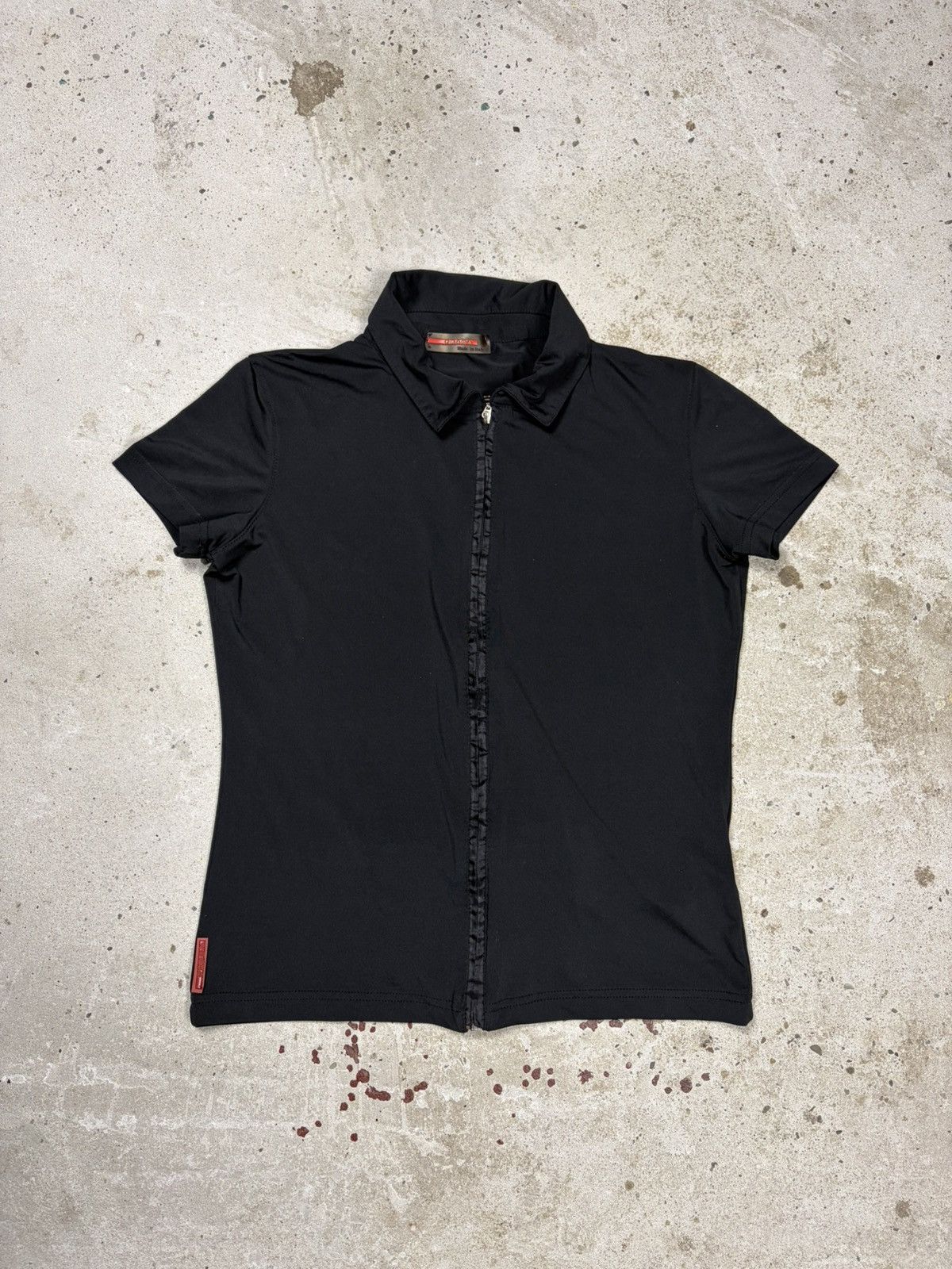 Prada 2000s Prada Sport Full Zip Black Polo Tee Red Tab Size M / US 6-8 / IT 42-44 - 1 Thumbnail