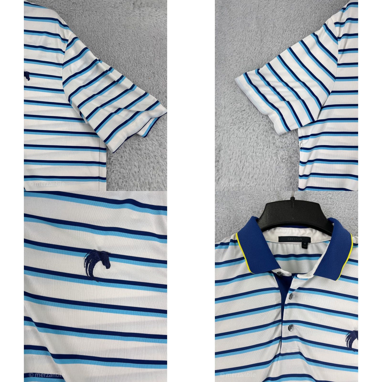 Vintage Greyson Polo Shirt Men Medium Blue White Stripe Golf Cotton Blend Outdoor Size US M / EU 48-50 / 2 - 8 Thumbnail