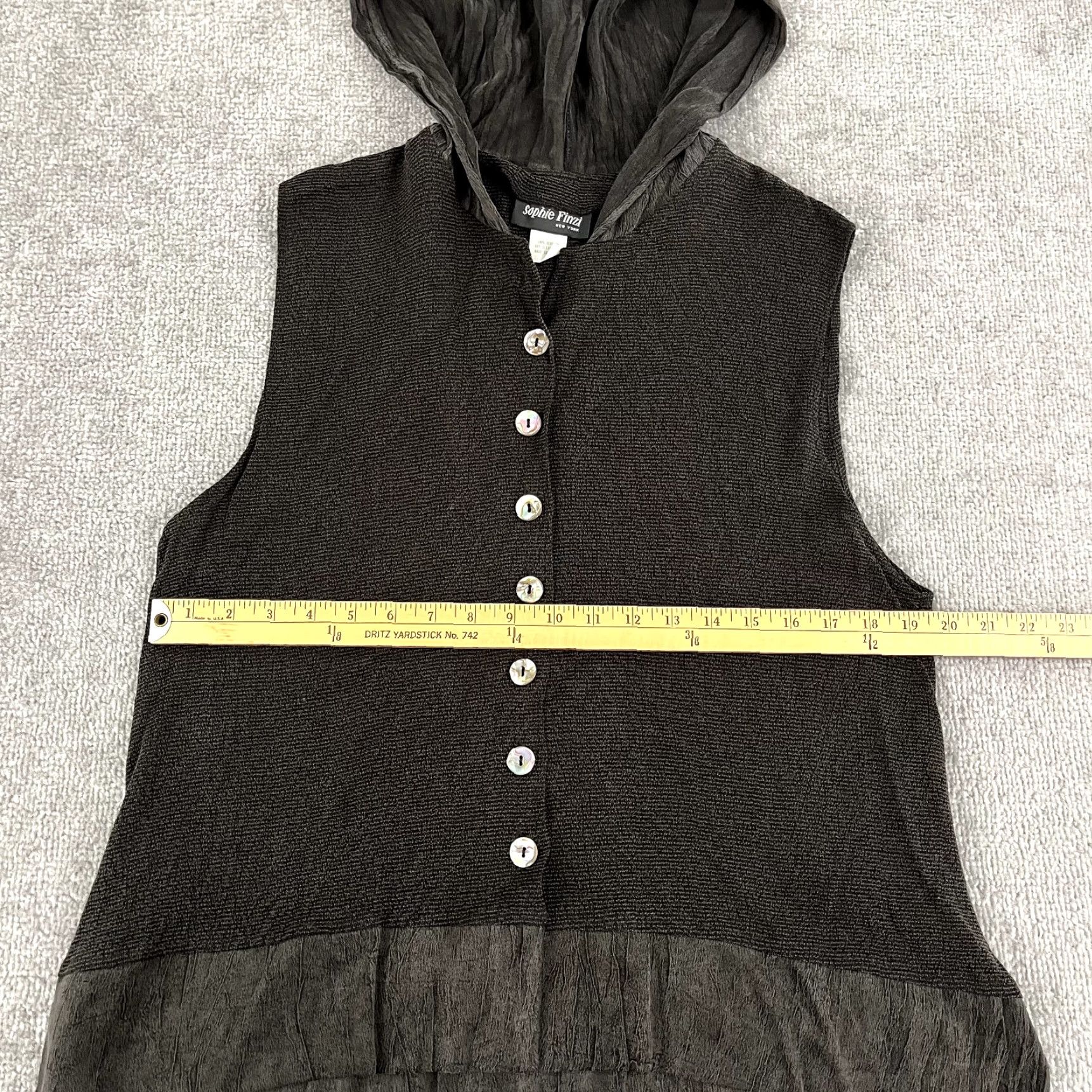 Vintage SOPHIE FINZI Top Womens S/M Gray 100% Bemberg Rayon Hooded Sleeveless Jacket USA Vintage No Size M / US 6-8 / IT 42-44 - 4 Thumbnail