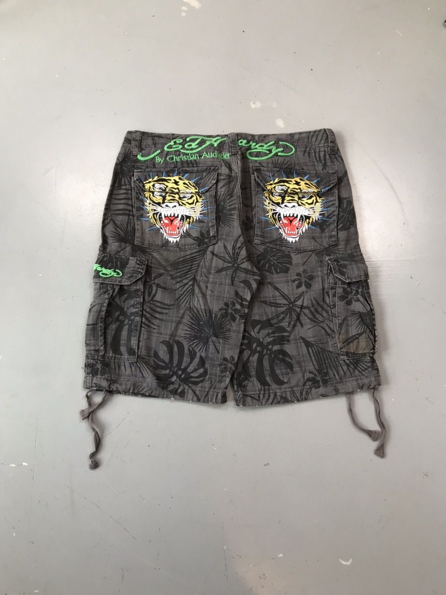 Christian Audigier × Ed Hardy × Vintage Edhardy by Christian Audigier tiger 🐯 embroidered jort Size US 39 - 1 Thumbnail