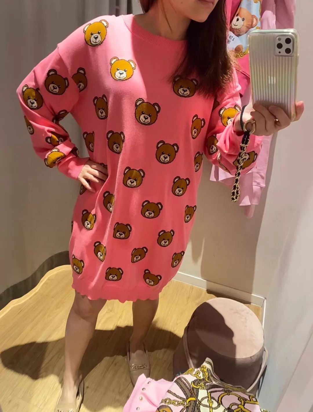 Moschino MOSCHINO women's pink knit dress xxs bear print Size XS / US 0-2 / IT 36-38 - 8 Thumbnail