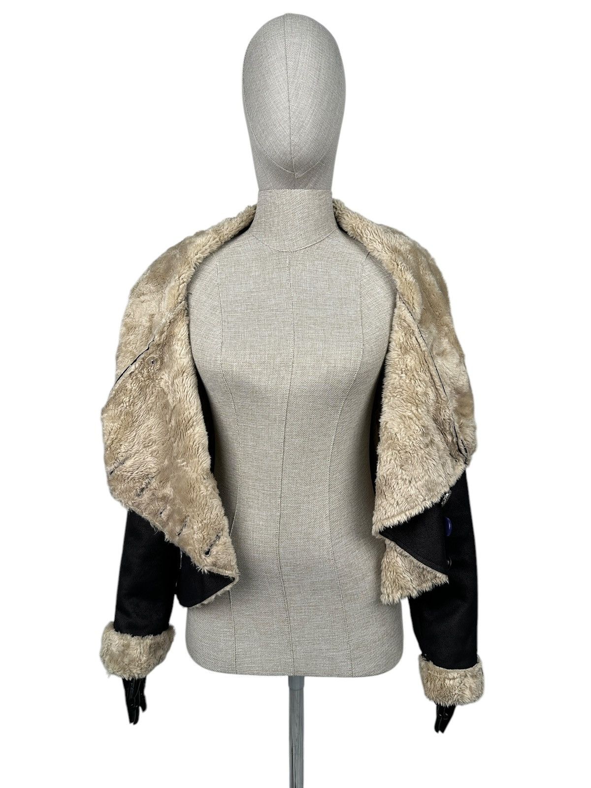 Desigual DESIGUAL RAINBOW WOMEN’S SHORT JACKET FAUX FUR BLACK COAT Size XS / US 0-2 / IT 36-38 - 8 Thumbnail