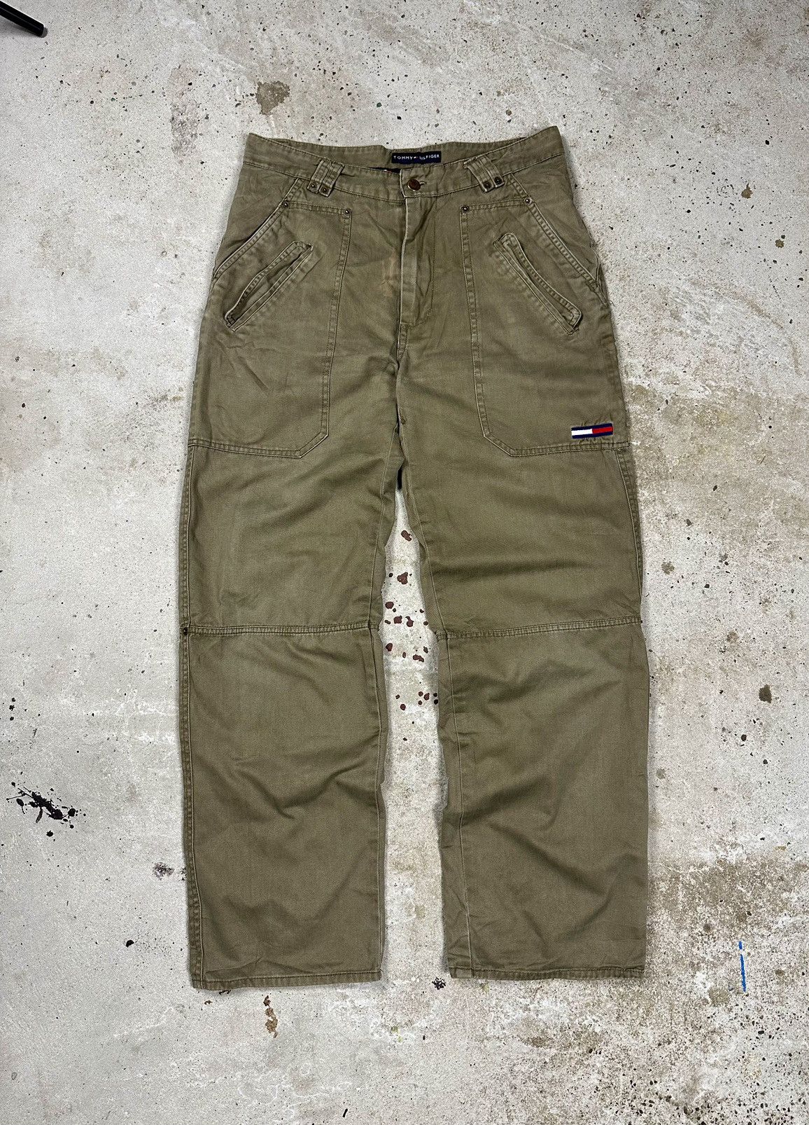 Tommy Hilfiger × Vintage Vintage Y2K Tommy Hilfiger Baggy Distressed Brown Pants Size US 31 - 1 Thumbnail