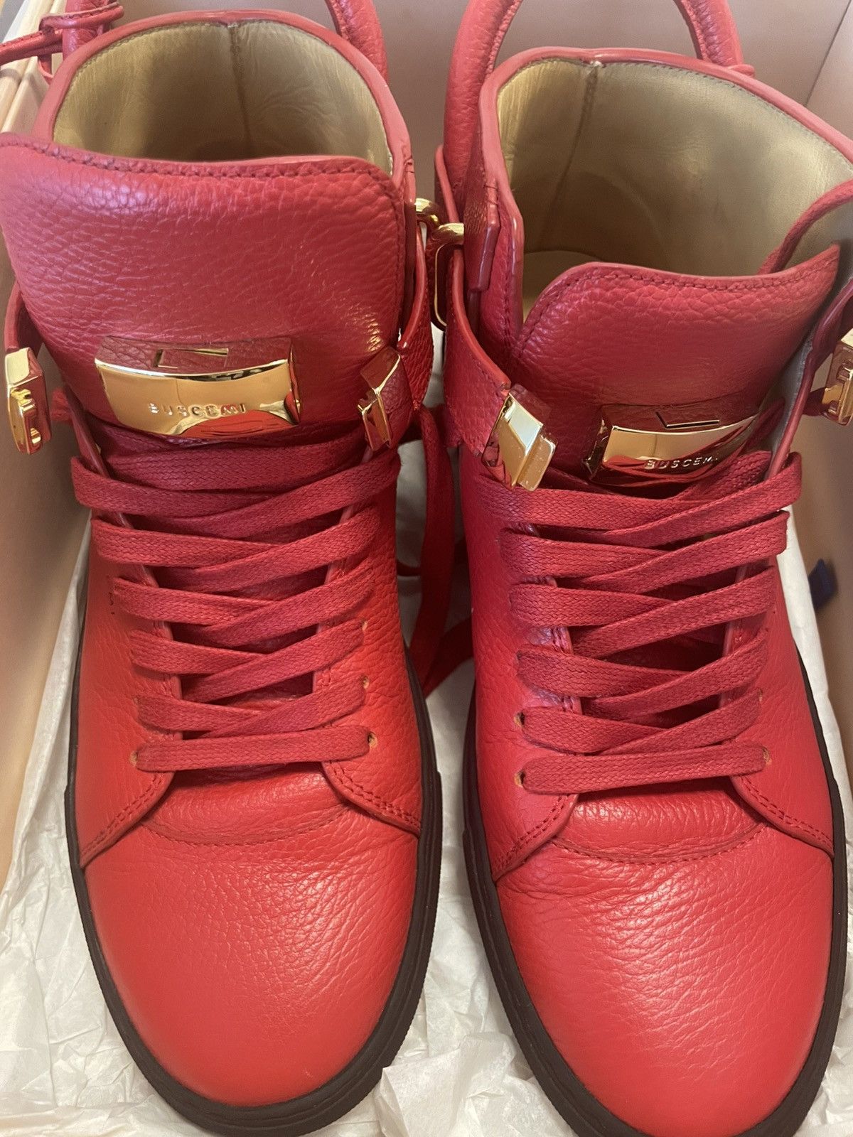 Buscemi BUSCEMI B Court Men's Red Leather High Top Size US 10 / EU 43 - 3 Thumbnail