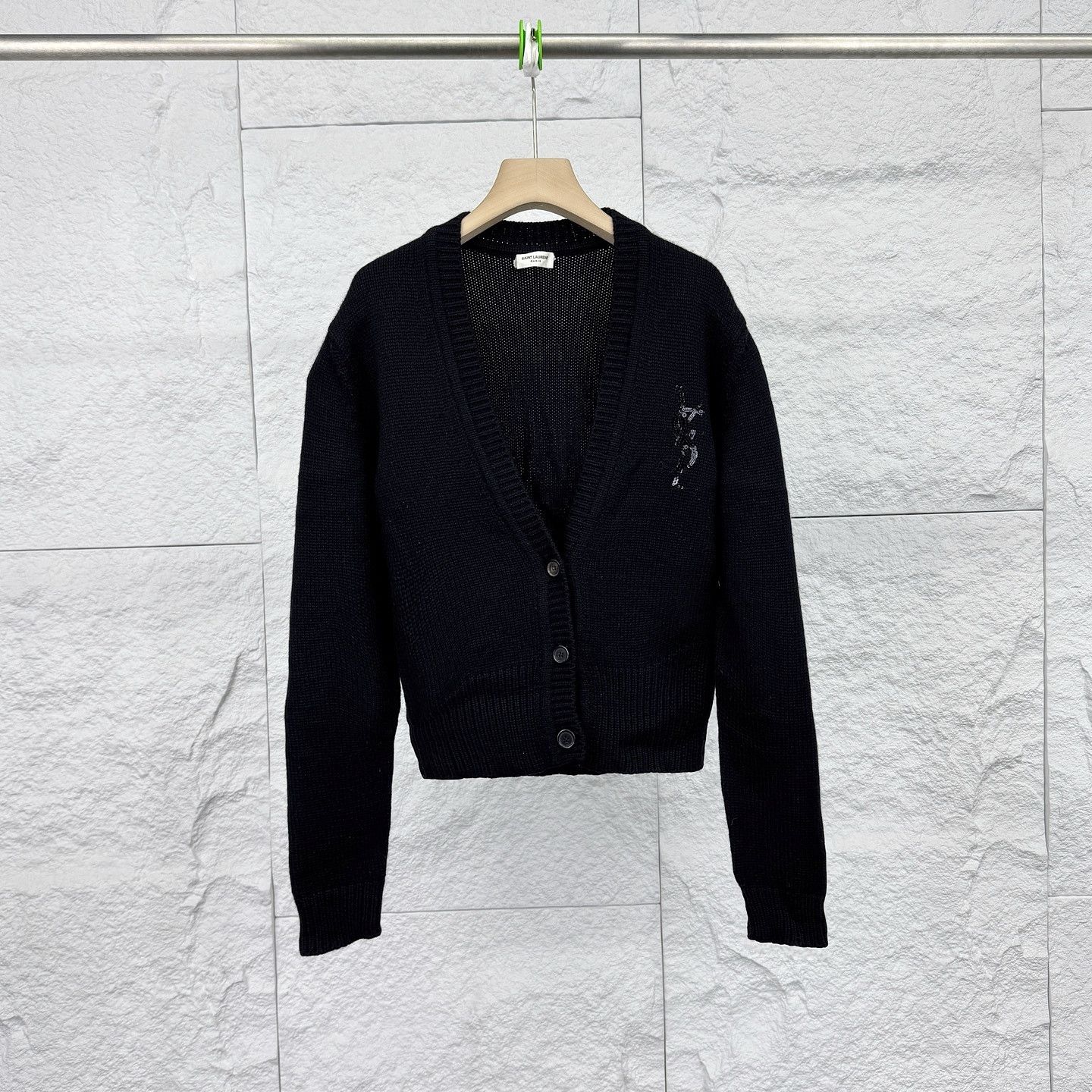 Saint Laurent Paris Saint Laurent Embroidered Logo Cashmere Cardigan Size S Size S / US 4 / IT 40 - 1 Thumbnail
