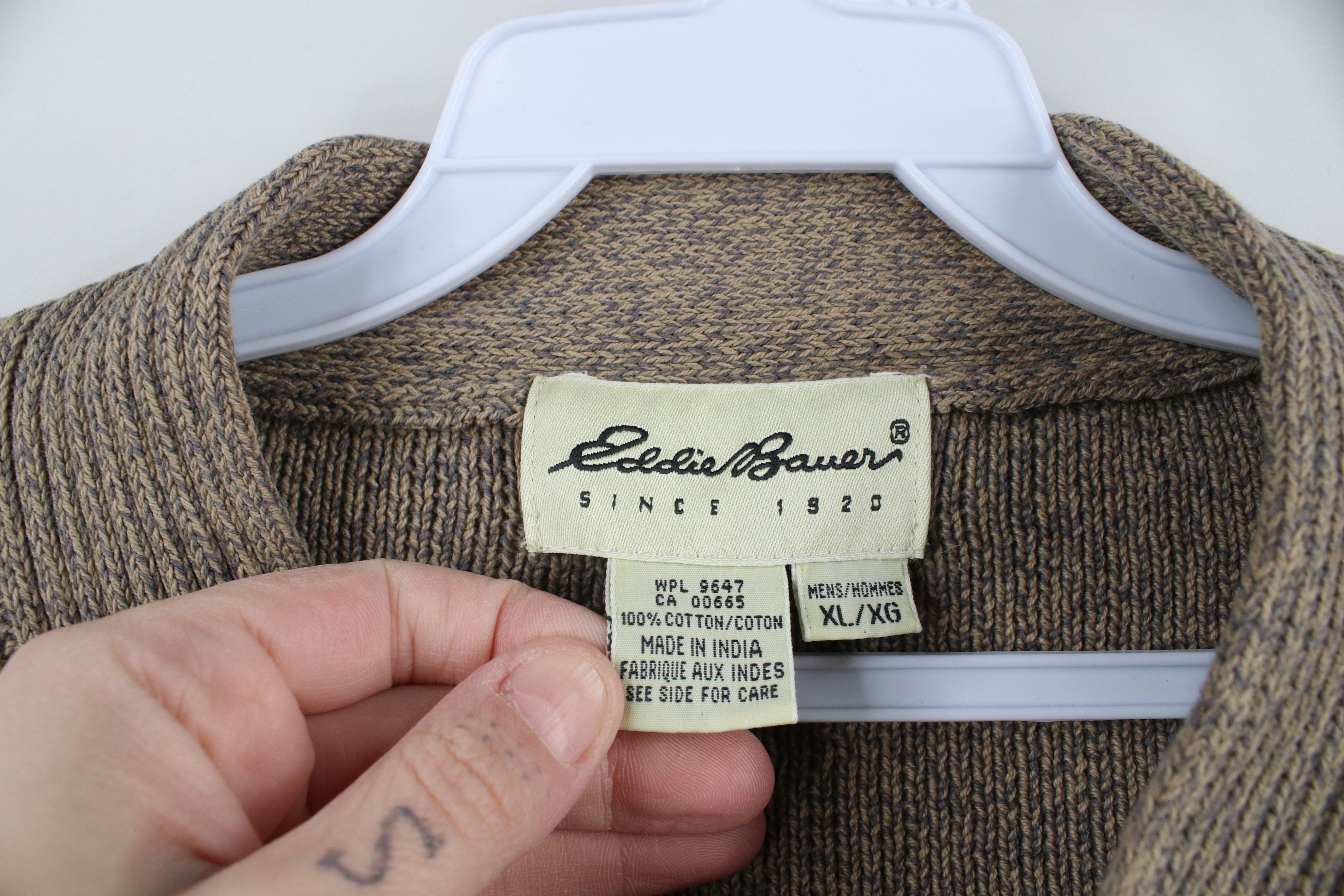 Eddie Bauer × Vintage Vintage 90s Eddie Bauer Ribbed Knit Pullover Sweater Beige Size US XL / EU 56 / 4 - 7 Thumbnail
