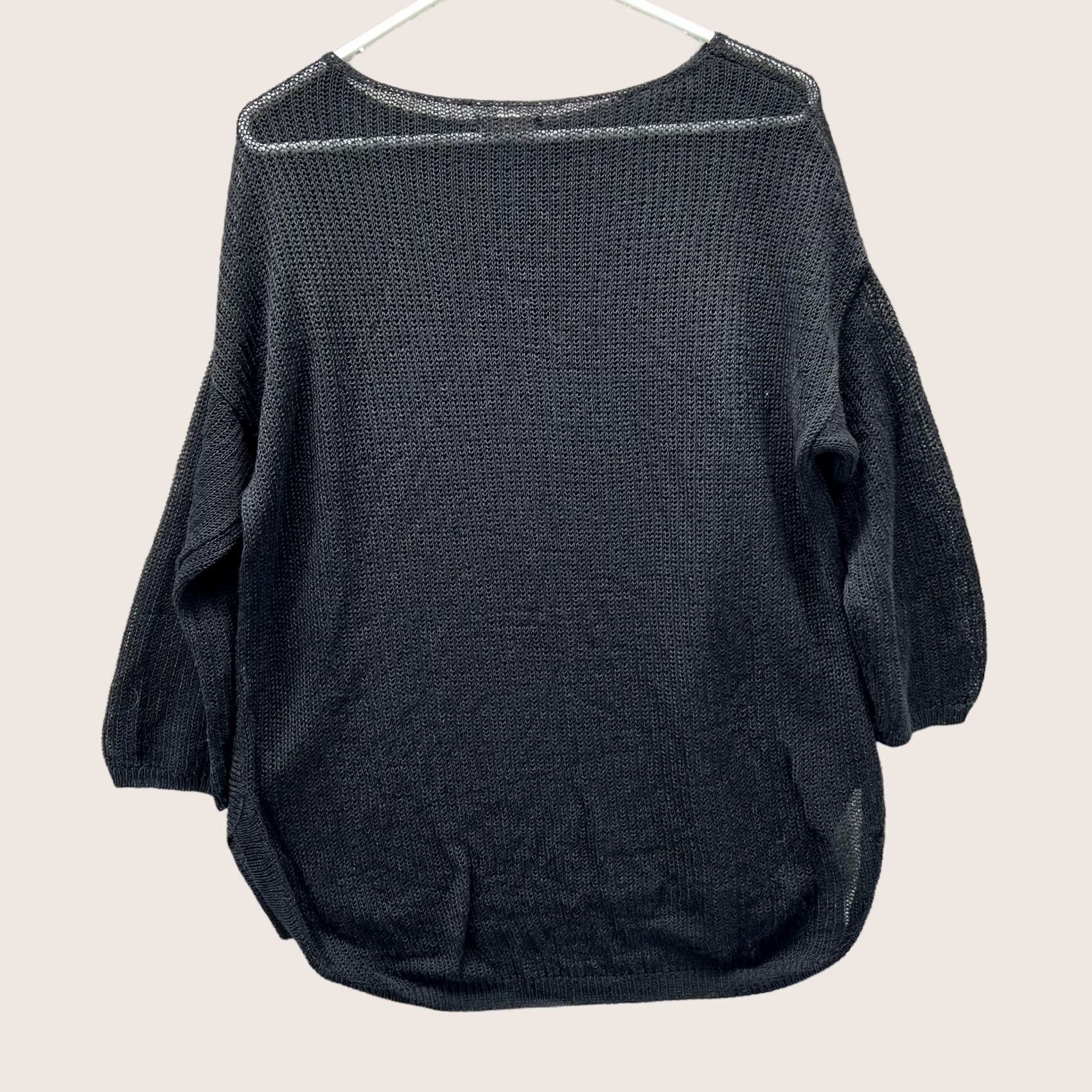 J. Jill J. Jill Sweater Womens Medium Black Knit Boat Neck 3/4 Sleeve Lightweight Pullover Knit Shirt Women’s Sweater Size M / US 6-8 / IT 42-44 - 1 Thumbnail
