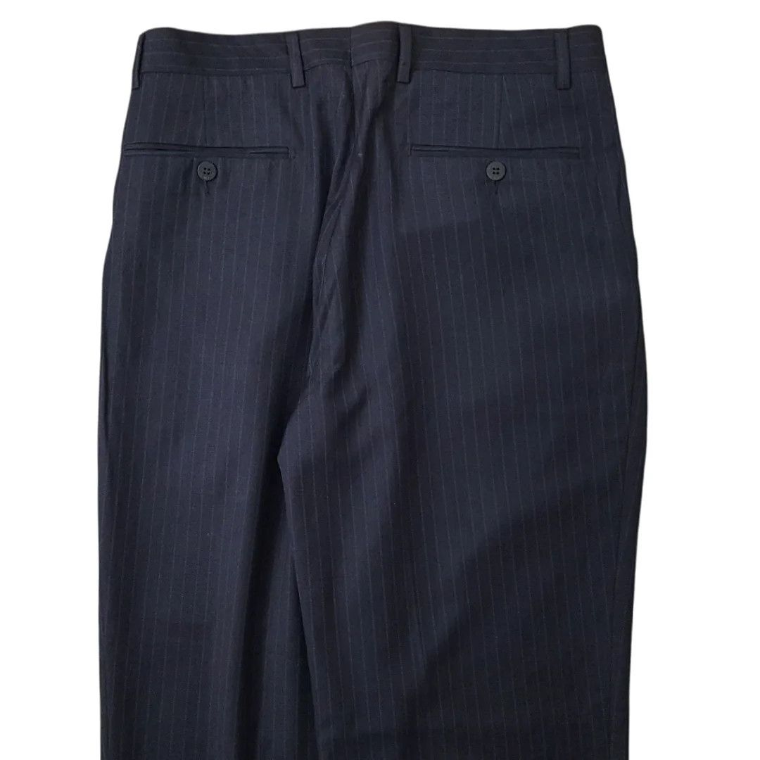 Giorgio Armani Giorgio Armani Striped Navy Wool Formal Trousers Size US 32 / EU 48 - 5 Thumbnail