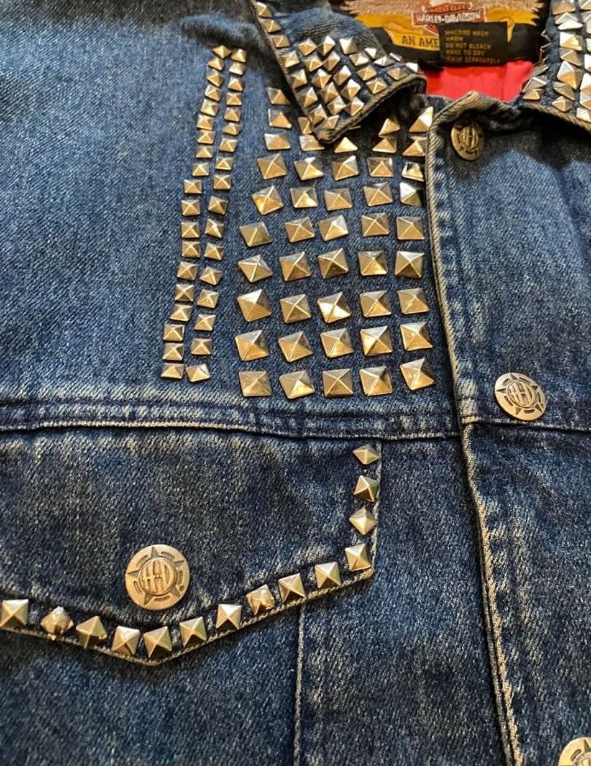 Vintage Harley Davidson Studded Denim Jacket