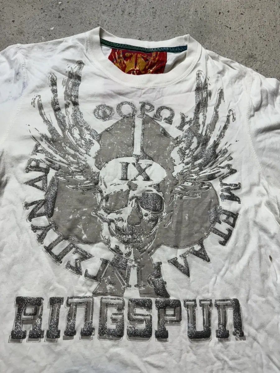 Ringspun × Vintage Vintage Y2K Ringspun Affliction Style Skull Logo T Shirt Size US M / EU 48-50 / 2 - 2 Thumbnail