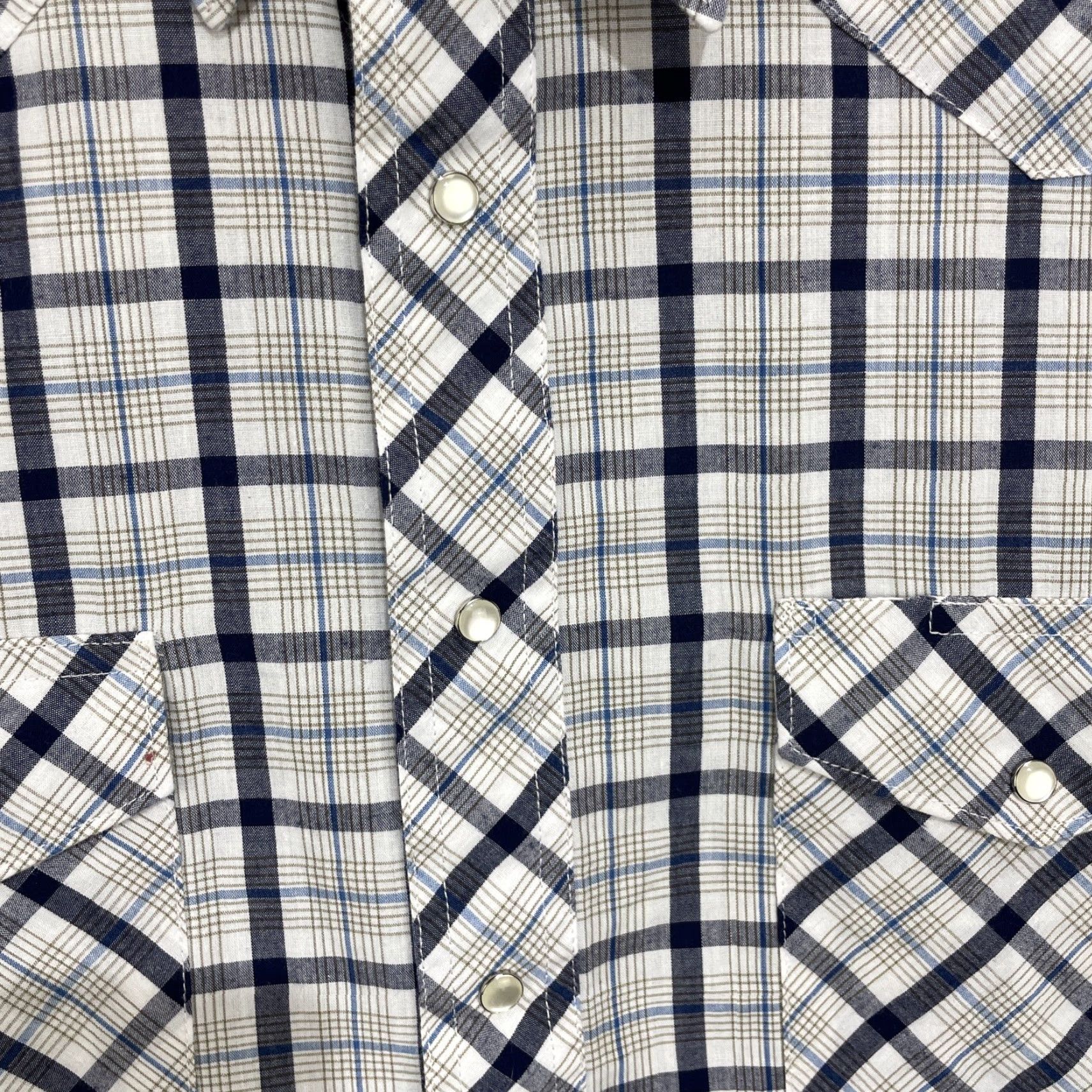 Wrangler VINTAGE Wrangler Wrancher Pearl Snap Western Shirt Mens Large Blue White Plaid 75204PP Size US L / EU 52-54 / 3 - 6 Thumbnail