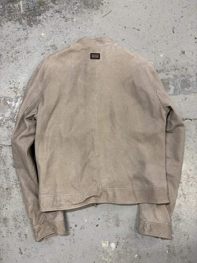 Dolce & Gabbana 2010s Dolce & Gabbana Grey Biker Minimalist Leather Jacket Size US L / EU 52-54 / 3 - 6 Thumbnail