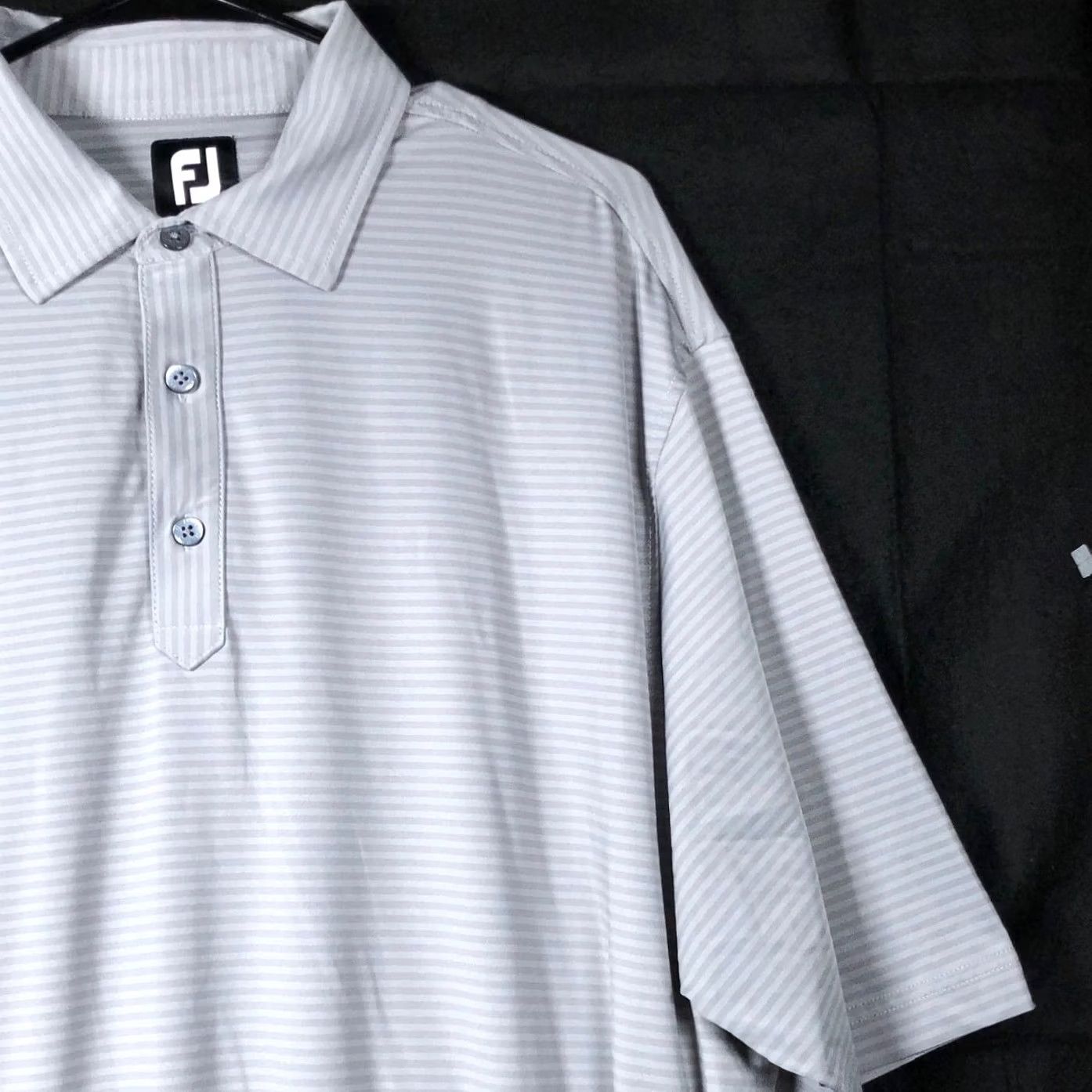 Footjoy FootJoy Mens Polo Shirt Gray Striped Athletic Short Sleeve XL Collared Button-Down Polo Shirt Mens Shirt Regular Size XS? Size US XL / EU 56 / 4 - 5 Thumbnail