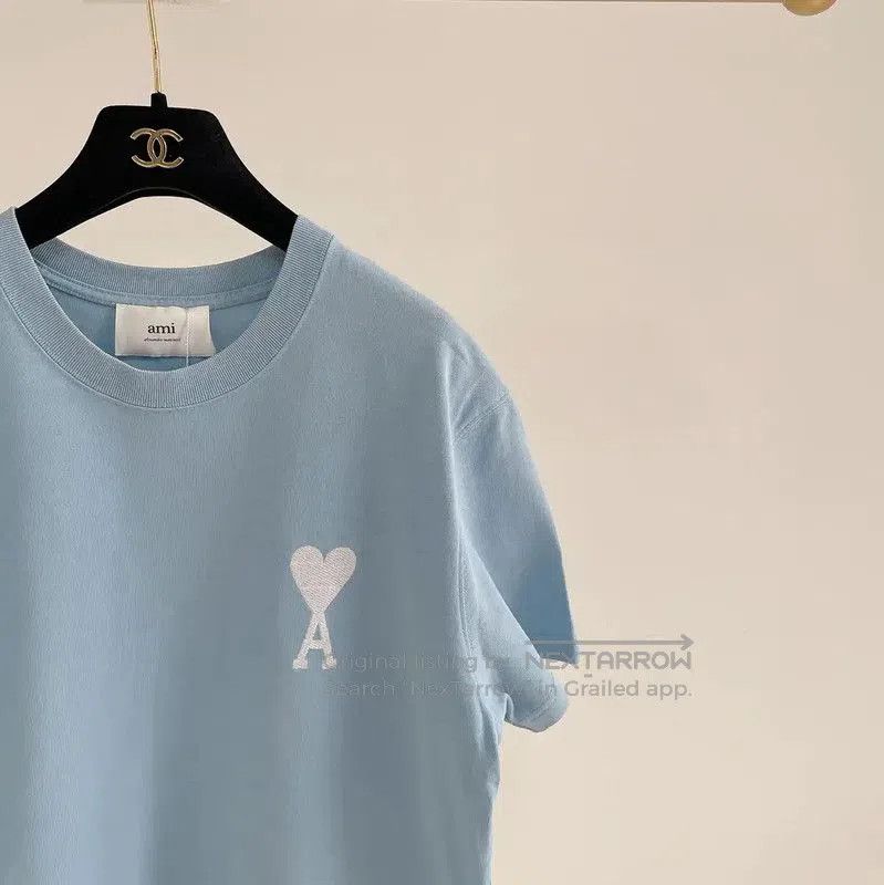 AMI AMI Summer Blue Cotton Graphic T-Shirt . Size M / US 6-8 / IT 42-44 - 3 Thumbnail