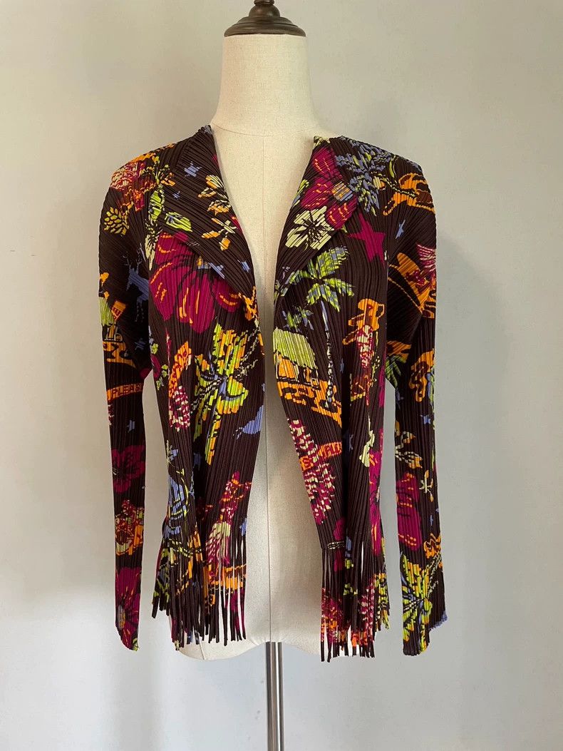 Issey Miyake Vintage Printed Fringe Jacket- dmc Size US M / EU 48-50 / 2 - 1 Thumbnail