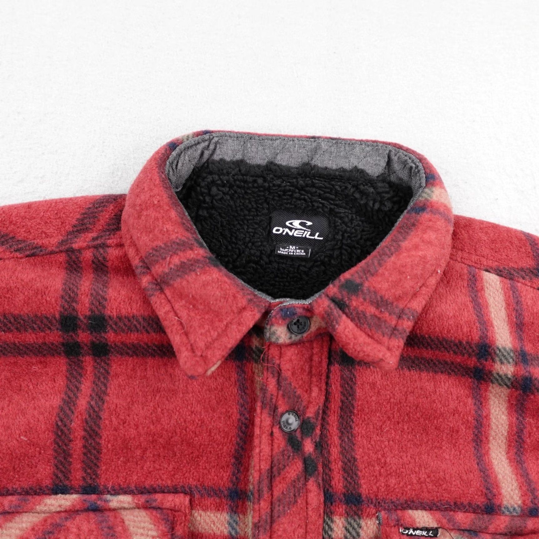 O'Neill O'Neill Jacket Mens Medium Red Plaid Superfleece Sherpa Lined Shacket Button Up Size US M / EU 48-50 / 2 - 2 Thumbnail