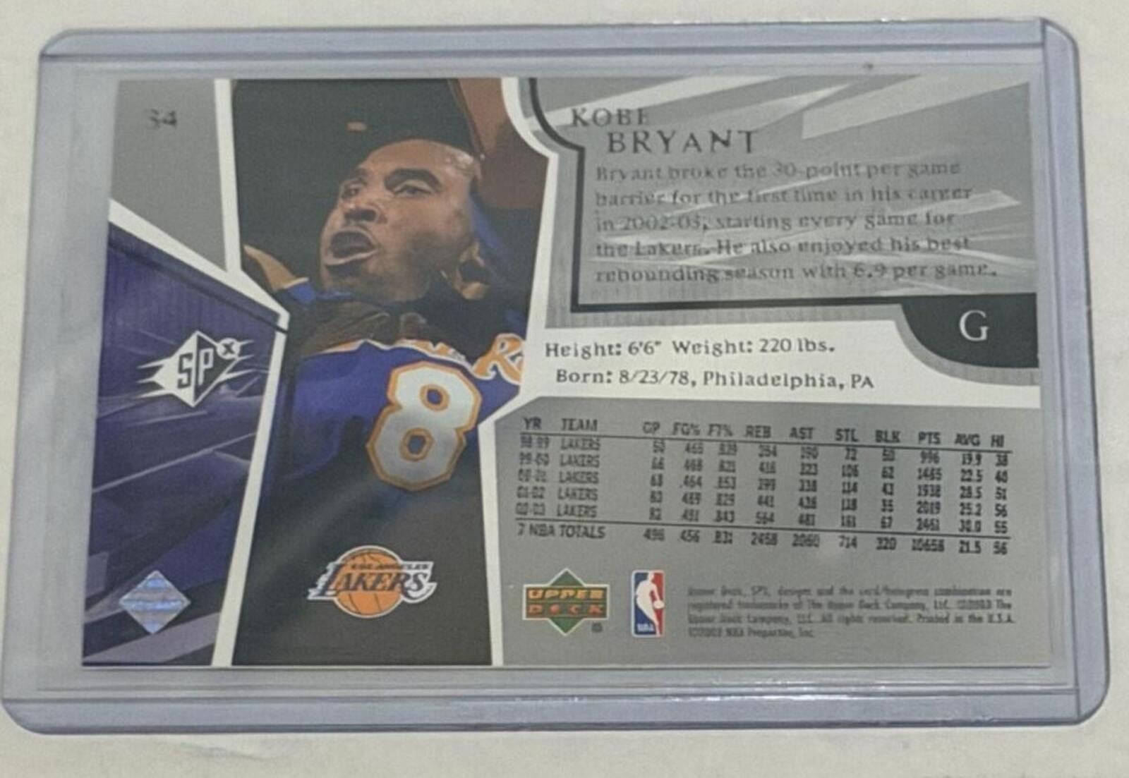 Other 2003-04 SPx Kobe Bryant #34 Los Angeles Lakers Size ONE SIZE - 2 Thumbnail