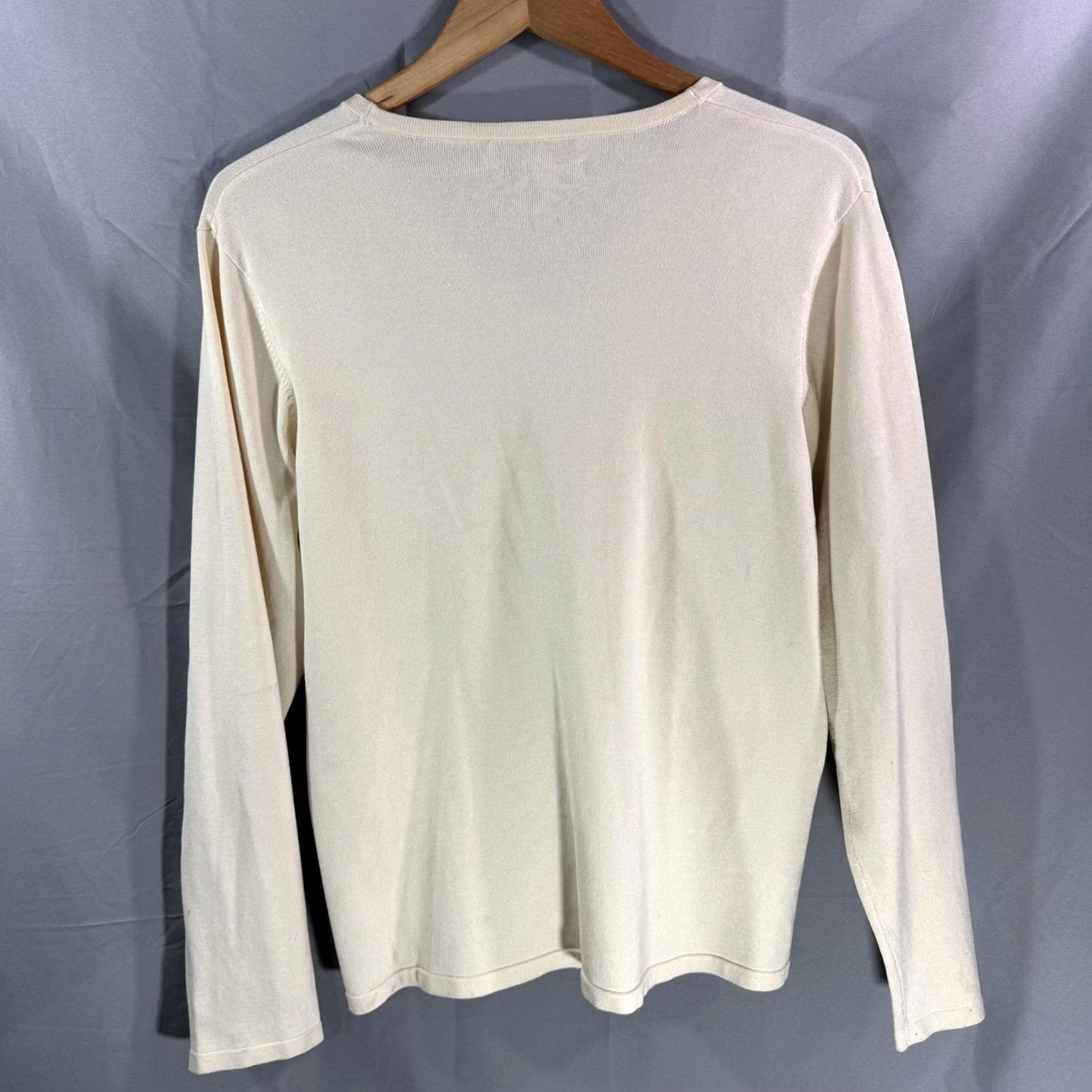 Pendleton Pendleton Cardigan Sweater Womens Large Ivory Cream Silk Nylon Knit Button Front V-Neck Size L / US 10 / IT 46 - 2 Thumbnail