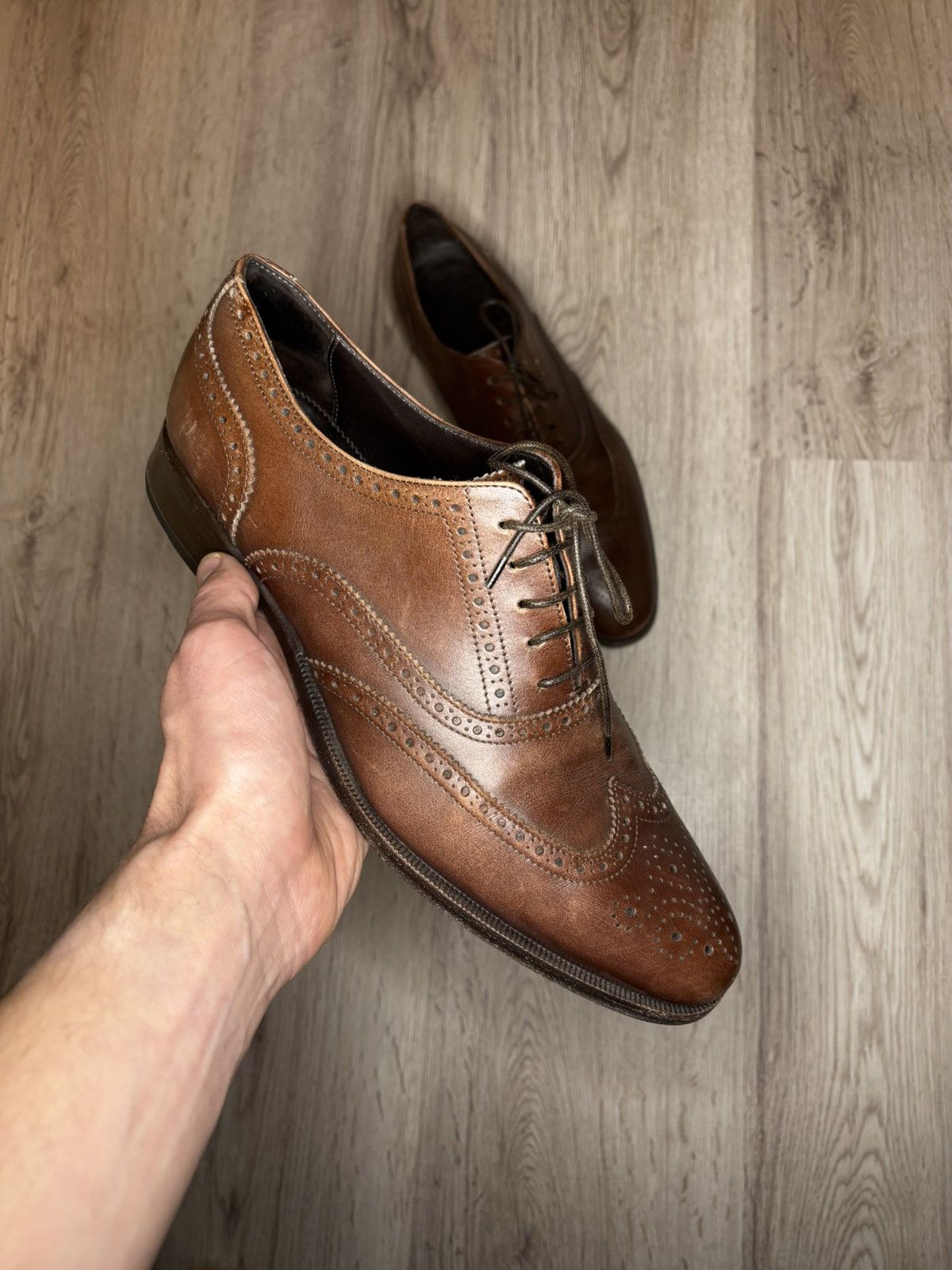 Scarosso Scarosso Brown Leather Wingtip Brogues Size EU 43 Size US 10 / EU 43 - 1 Thumbnail
