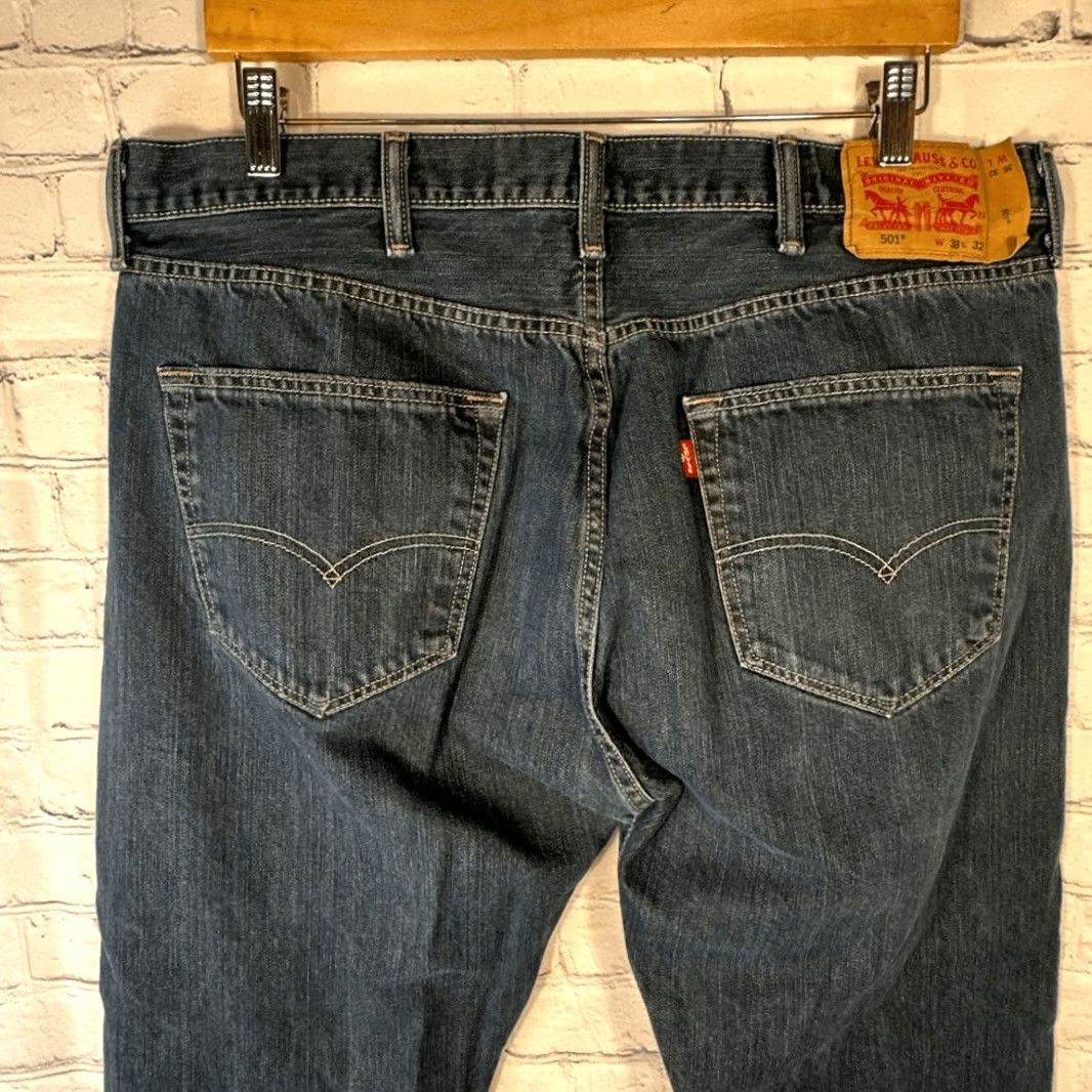 Levi's VINTAGE Levi’s 501 Jeans Mens 38 Blue Original Fit Buttonfly Denim Cotton Hemmed Straight Mens Size US 38 / EU 54 - 5 Thumbnail