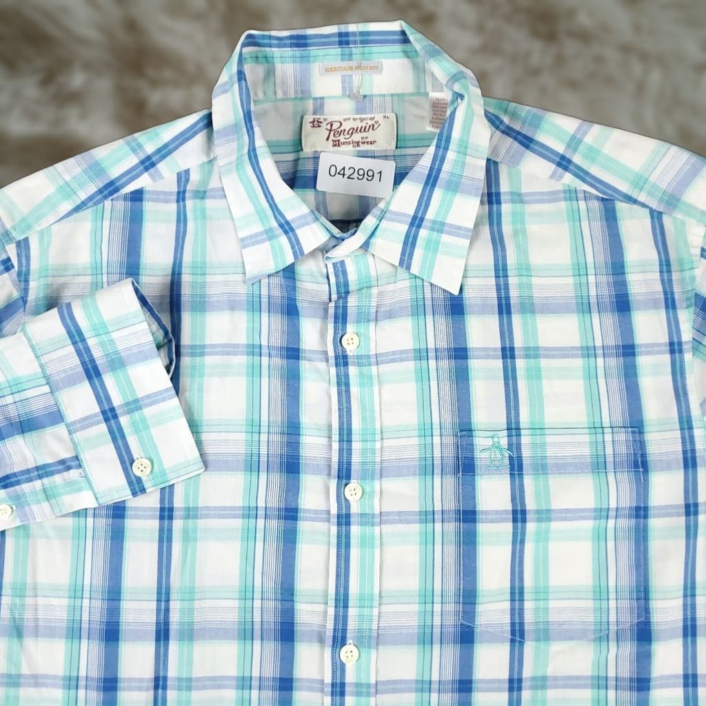 Original Penguin VINTAGE Original Penguin Men's Shirt XL Blue Plaid Casual Button Up Long Sleeve Size US XL / EU 56 / 4 - 1 Thumbnail