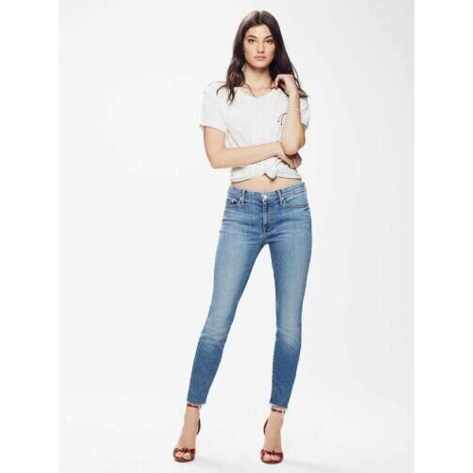 MOTHER MOTHER One Smart Cookie High waisted Looker Ankle Fray Size 25" / US 0 / IT 36 - 1 Thumbnail
