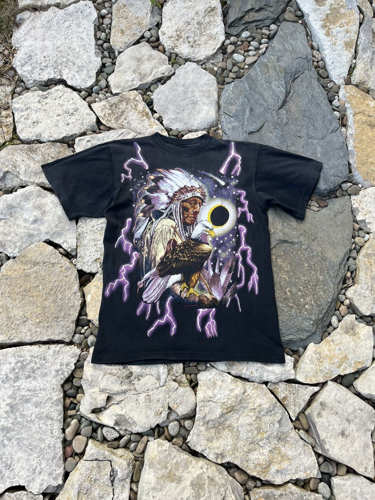 Vintage Vintage USA American Thunder Indian eagle single stitch tee Size US L / EU 52-54 / 3 - 1 Thumbnail