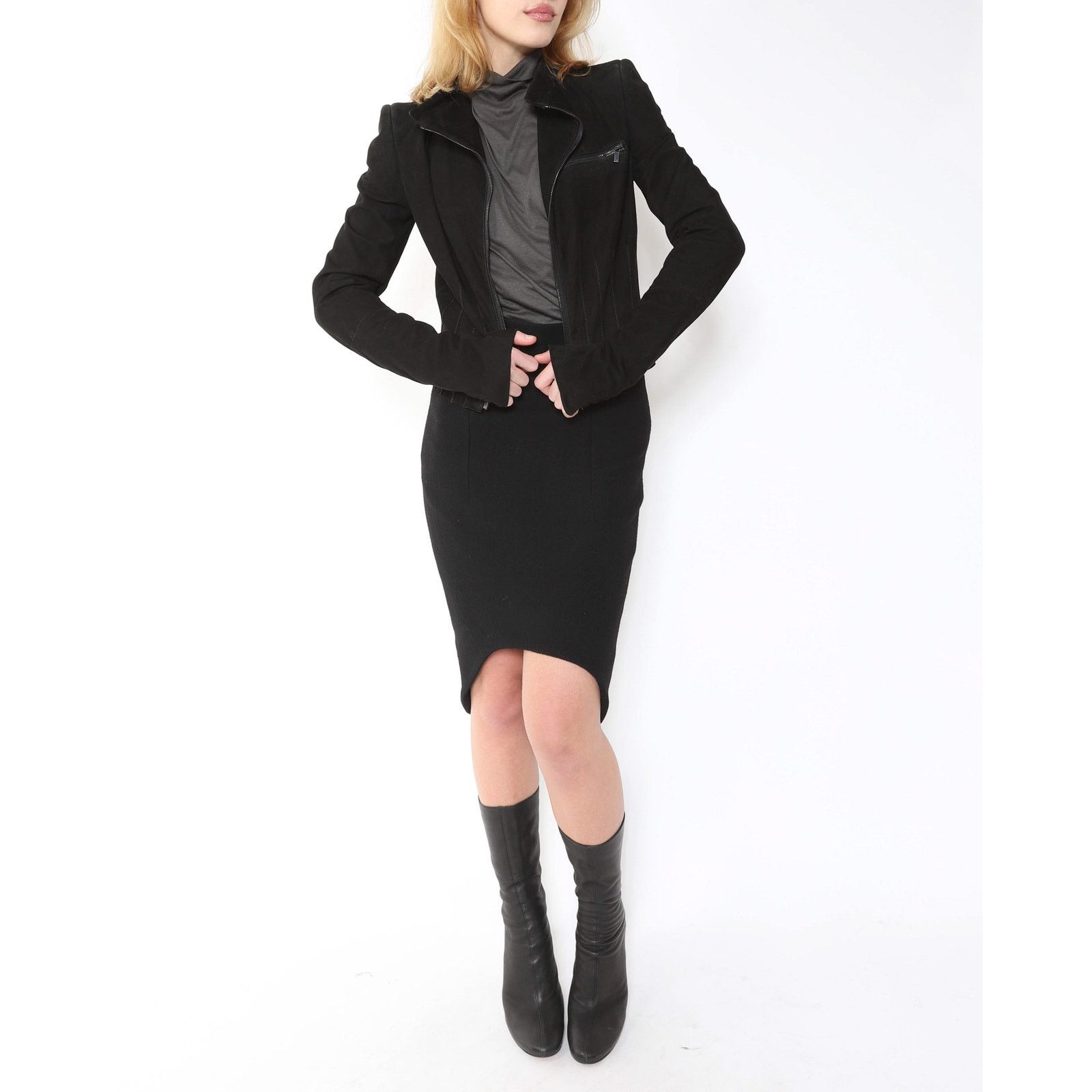 Haider Ackermann SS13 Tailored Zip Jacket in Black Suede Size XS / US 0-2 / IT 36-38 - 5 Thumbnail
