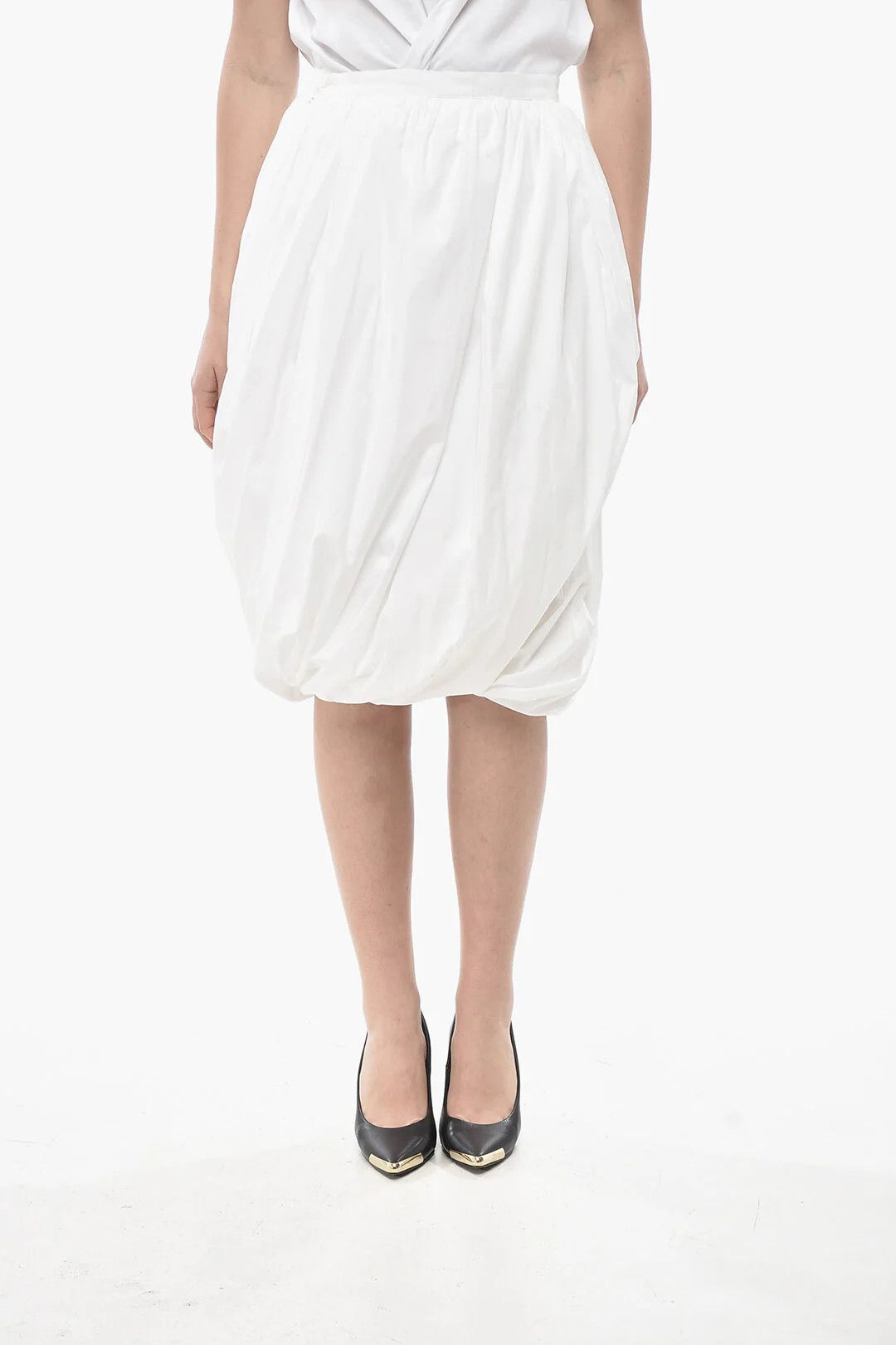Marni og1mm0326 Cotton Midi Skirt in White Size 27" / US 4 / IT 40 - 1 Thumbnail