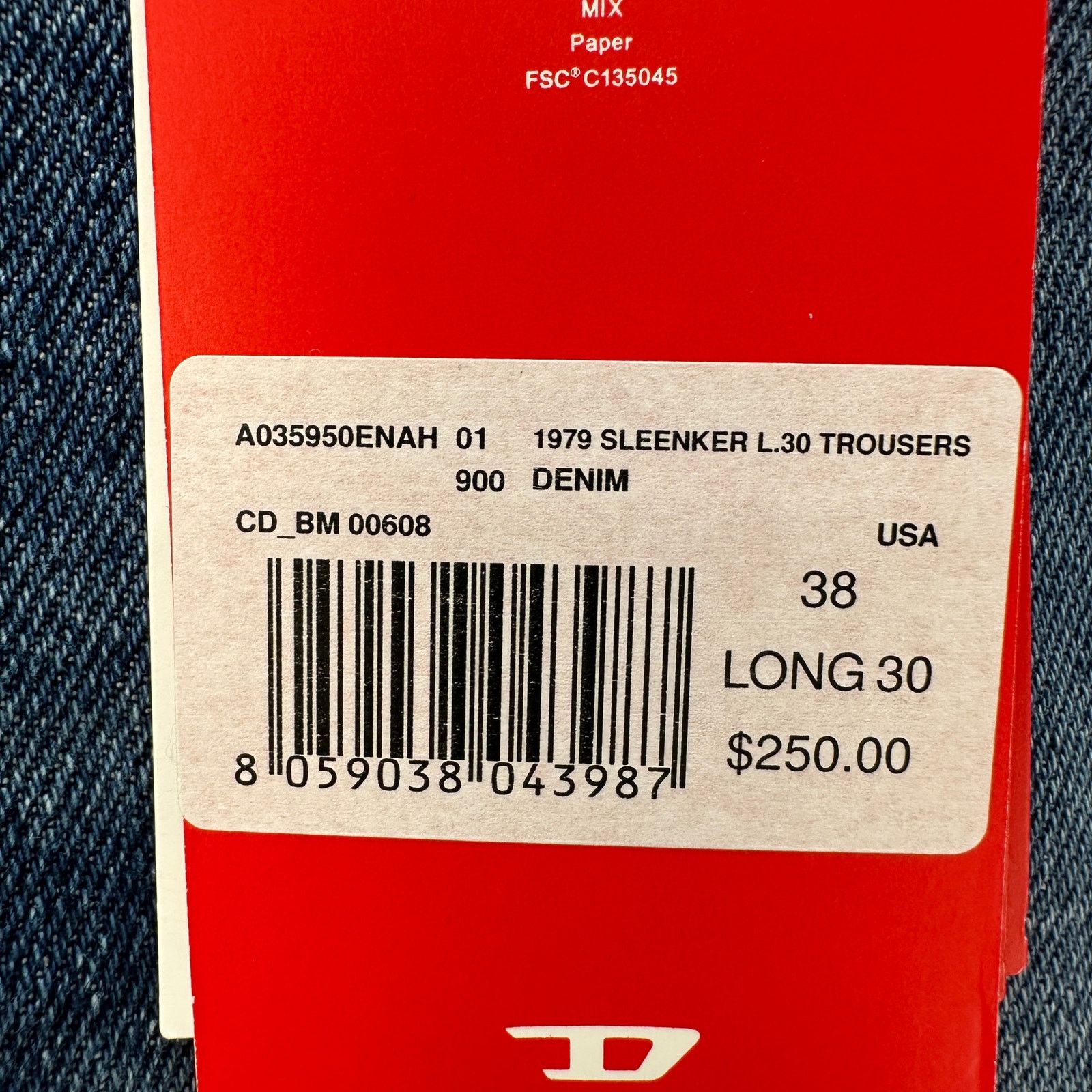 Diesel DIESEL INDUSTRY SLEENKER MEN'S 38X30 TAPER STRAIGHT JEANS MA Size US 38 / EU 54 - 4 Thumbnail